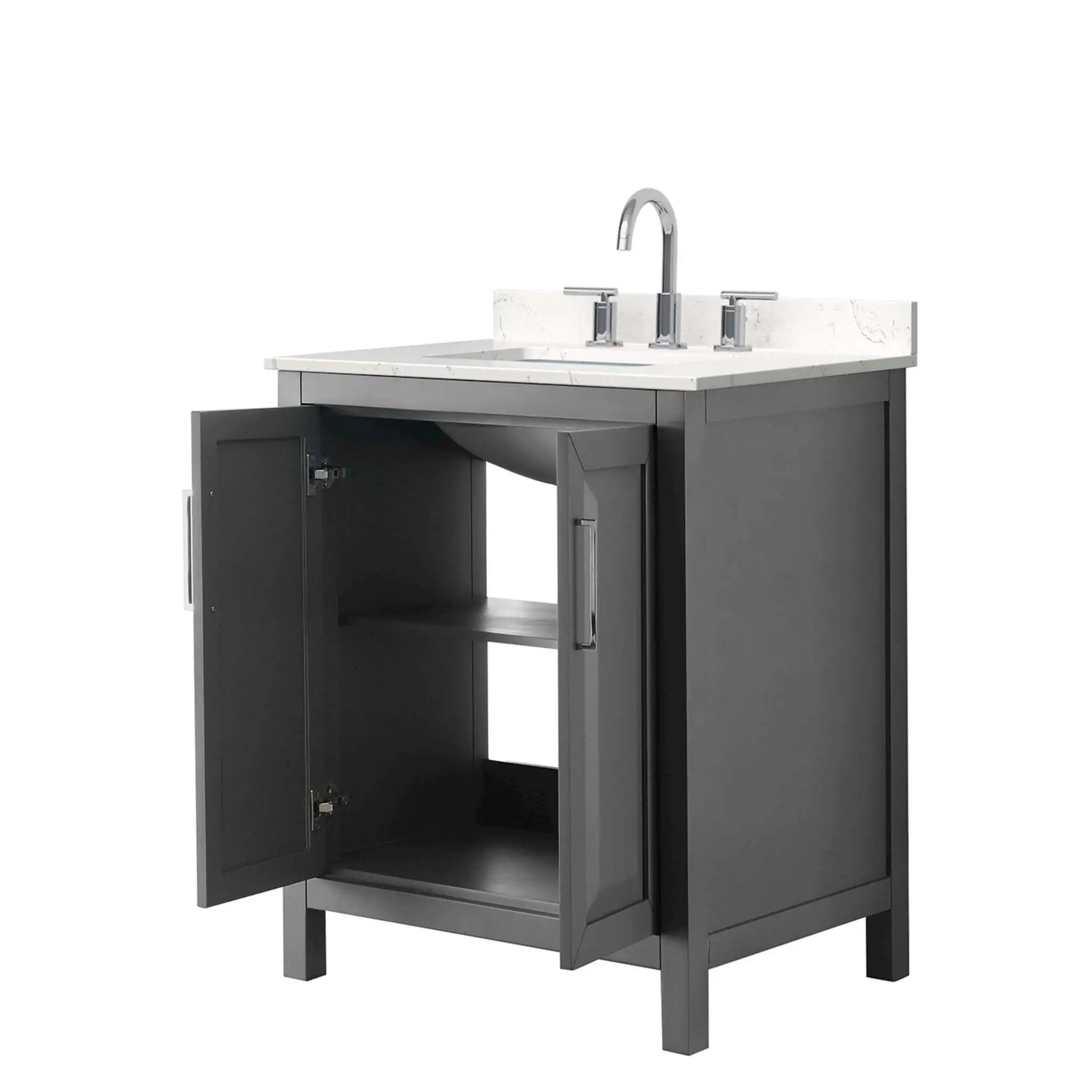 30" Daria Single Bathroom Vanity in Dark Gray with Polished Chrome Trim by Wyndham