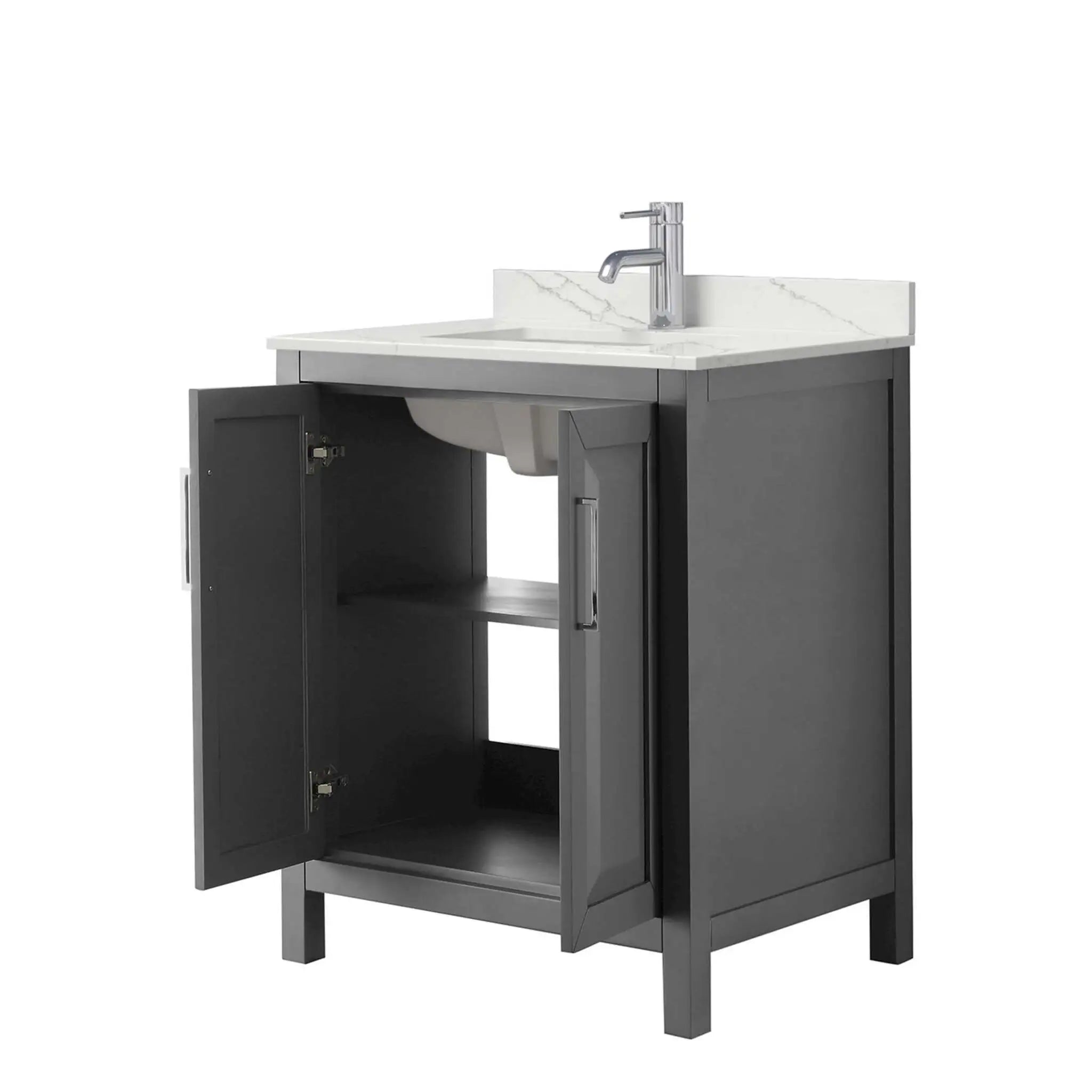 30" Daria Single Bathroom Vanity in Dark Gray with Polished Chrome Trim by Wyndham
