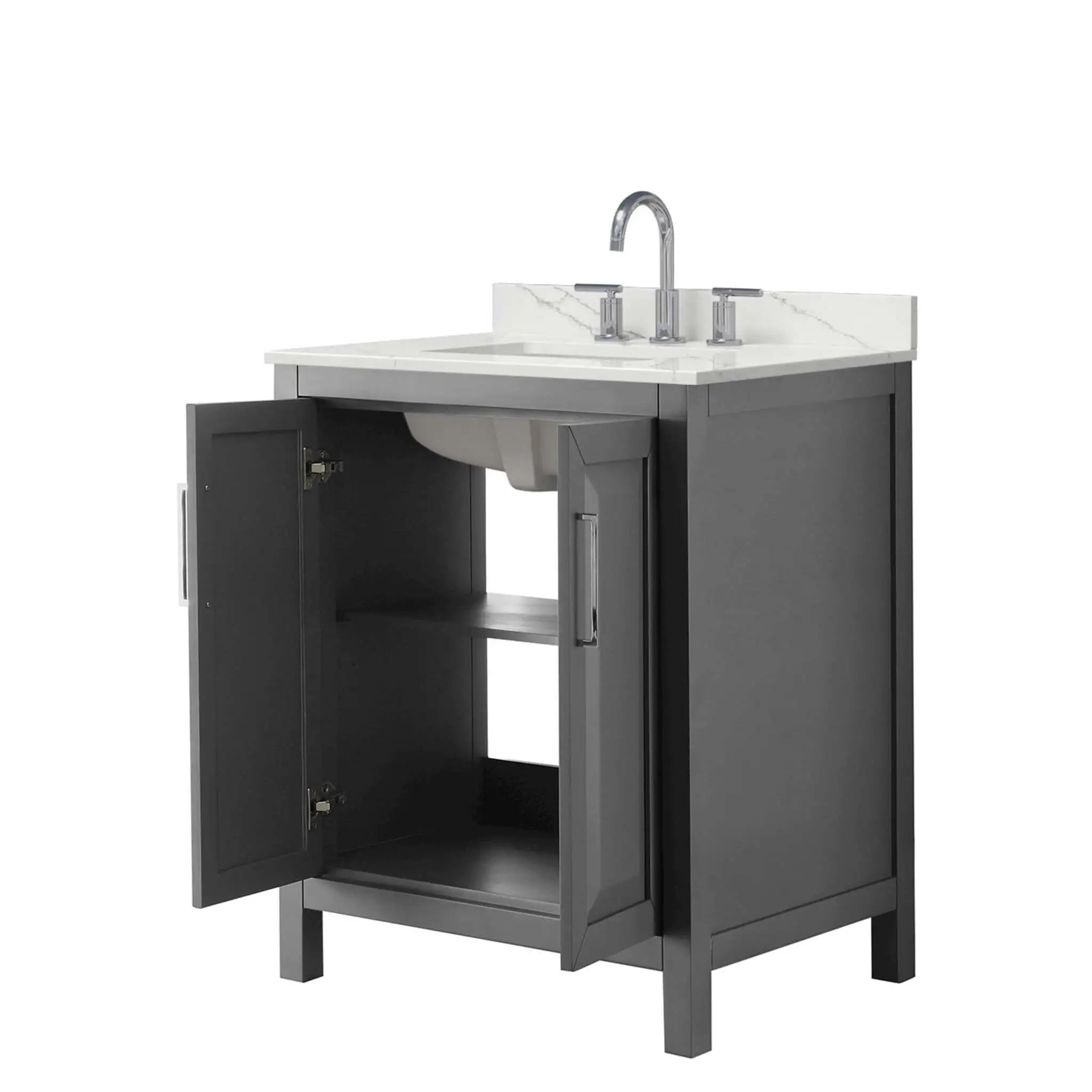 30" Daria Single Bathroom Vanity in Dark Gray with Polished Chrome Trim by Wyndham