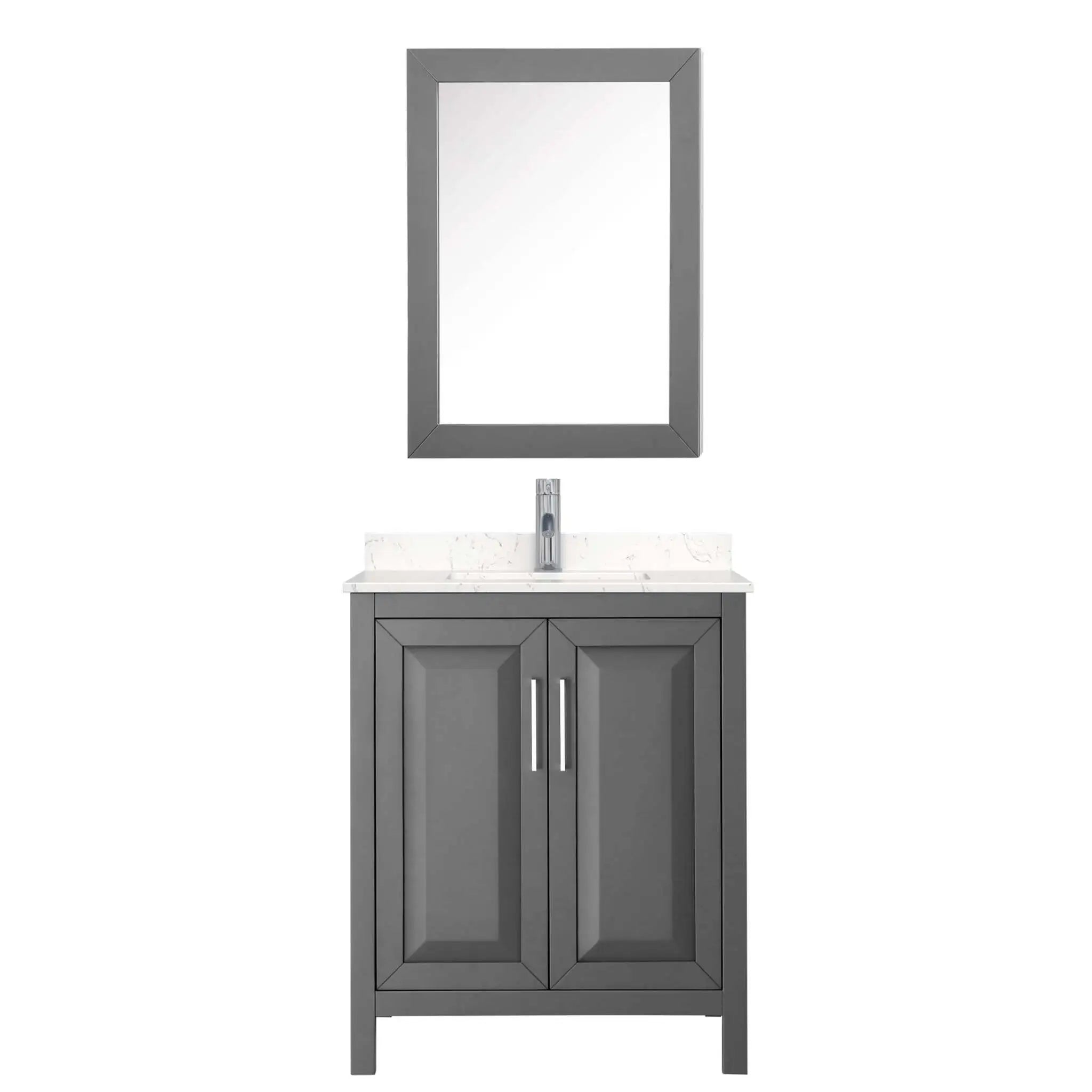 30" Daria Single Bathroom Vanity in Dark Gray with Polished Chrome Trim & Medicine Cabinet by Wyndham