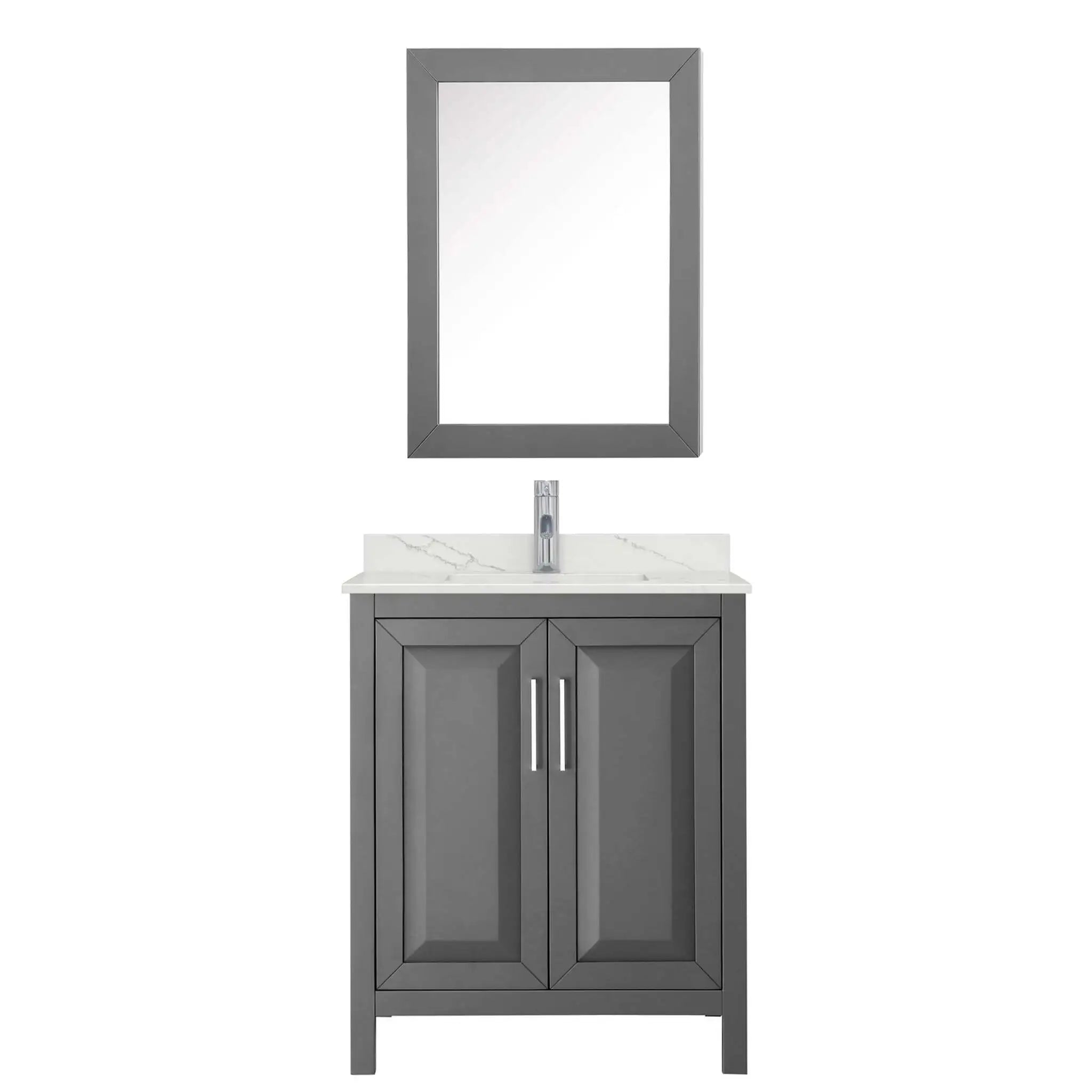 30" Daria Single Bathroom Vanity in Dark Gray with Polished Chrome Trim & Medicine Cabinet by Wyndham