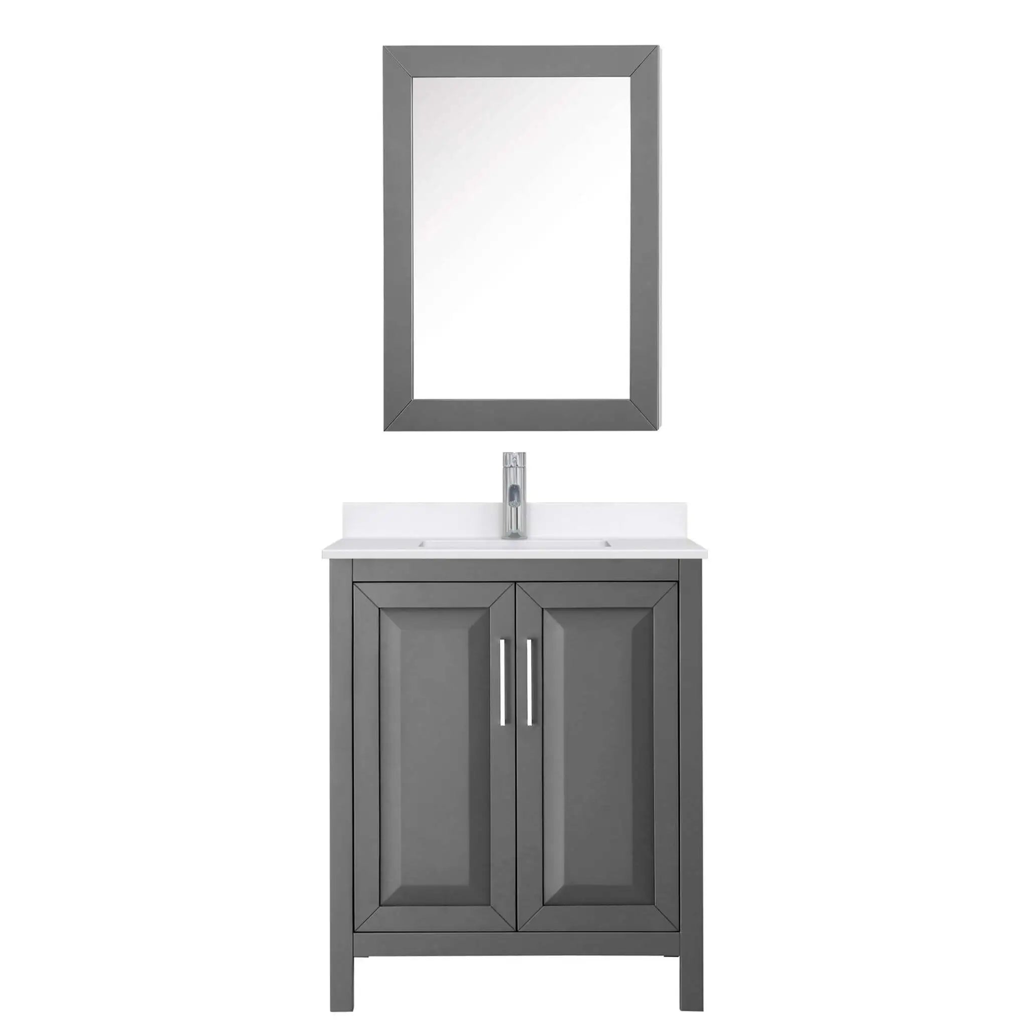 30" Daria Single Bathroom Vanity in Dark Gray with Polished Chrome Trim & Medicine Cabinet by Wyndham