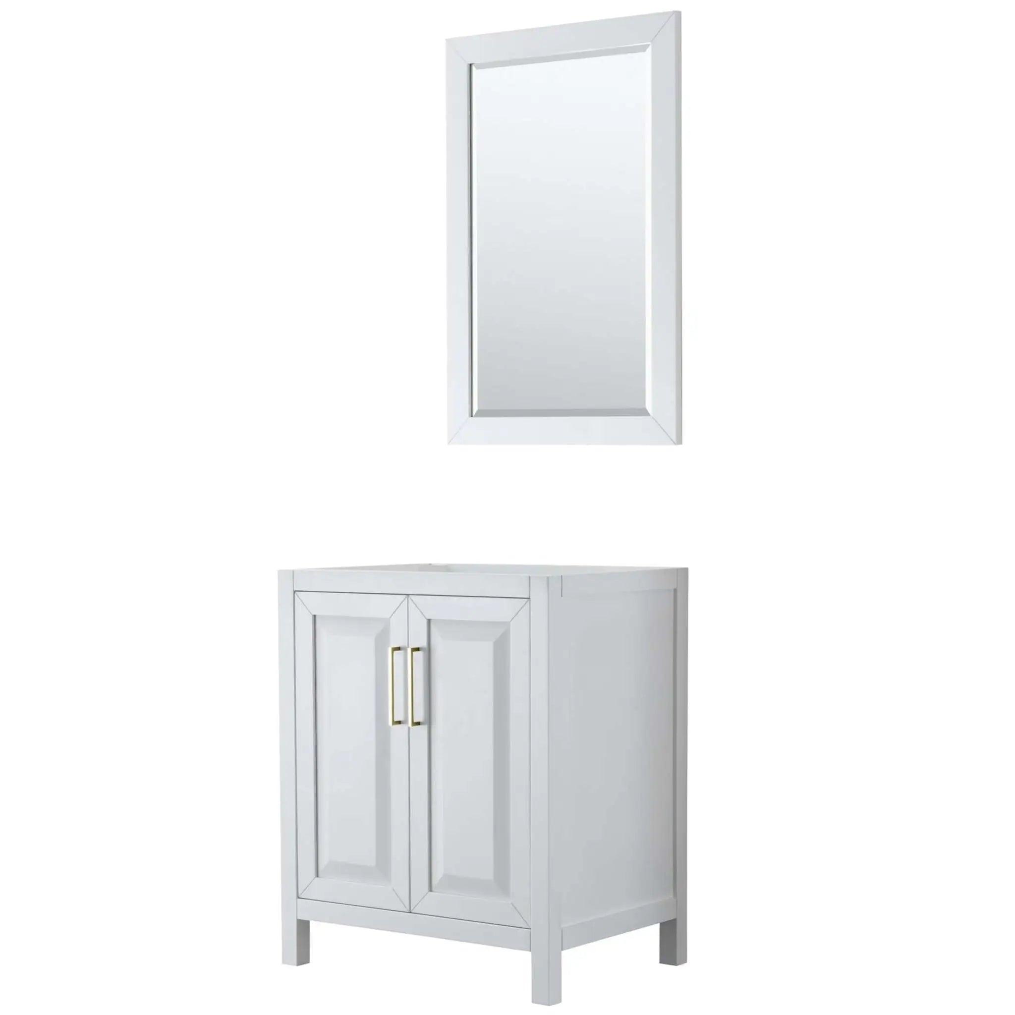 30" Daria Single Bathroom Vanity in White with Brushed Gold Trim & 24" Mirror by Wyndham