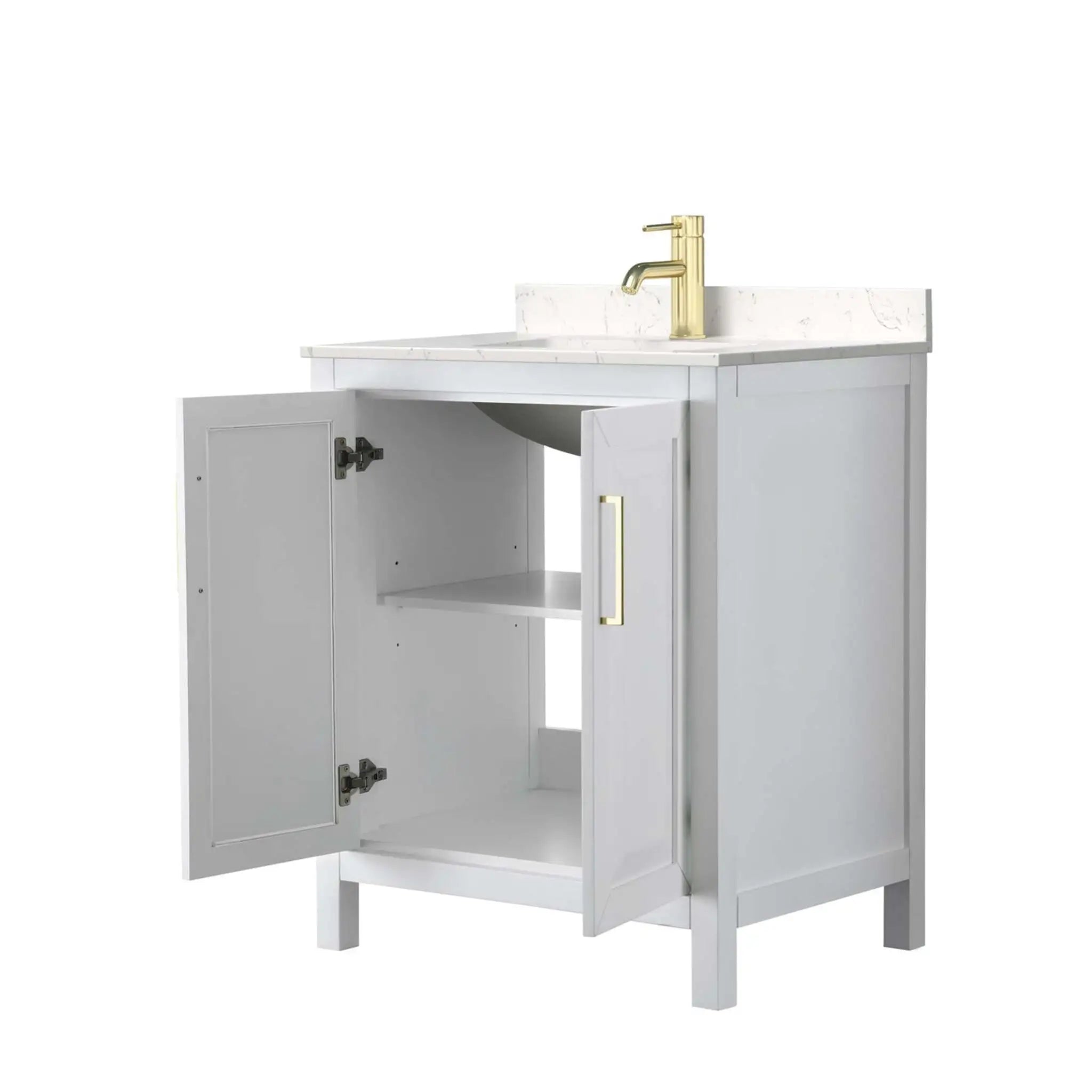 30" Daria Single Bathroom Vanity in White with Brushed Gold Trim by Wyndham