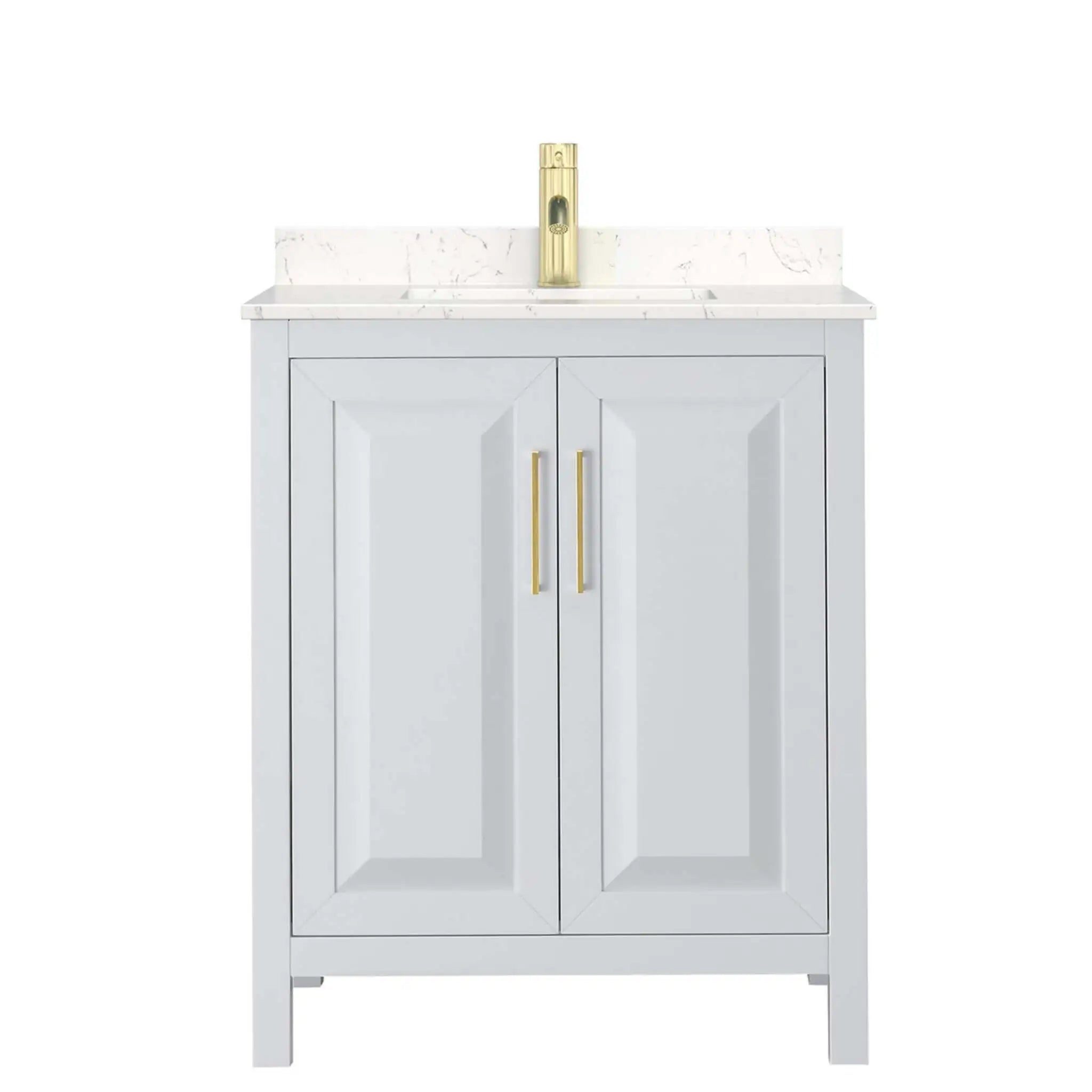 30" Daria Single Bathroom Vanity in White with Brushed Gold Trim by Wyndham