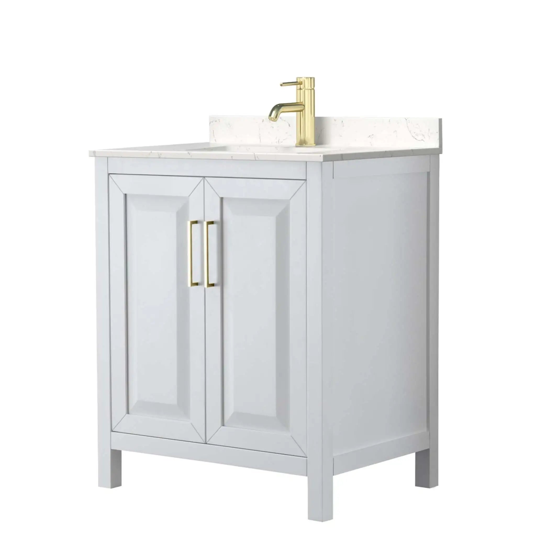 30" Daria Single Bathroom Vanity in White with Brushed Gold Trim by Wyndham