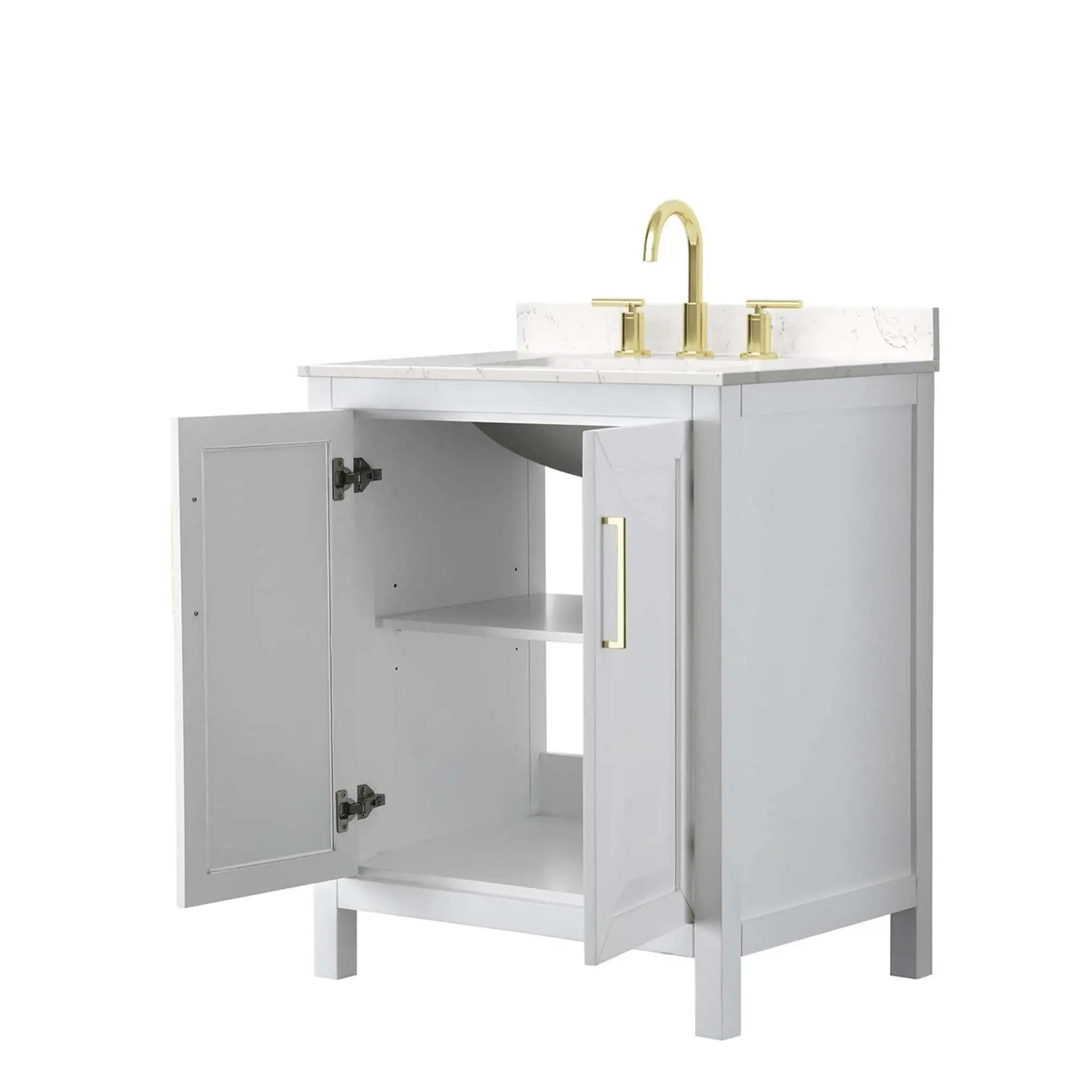 30" Daria Single Bathroom Vanity in White with Brushed Gold Trim by Wyndham