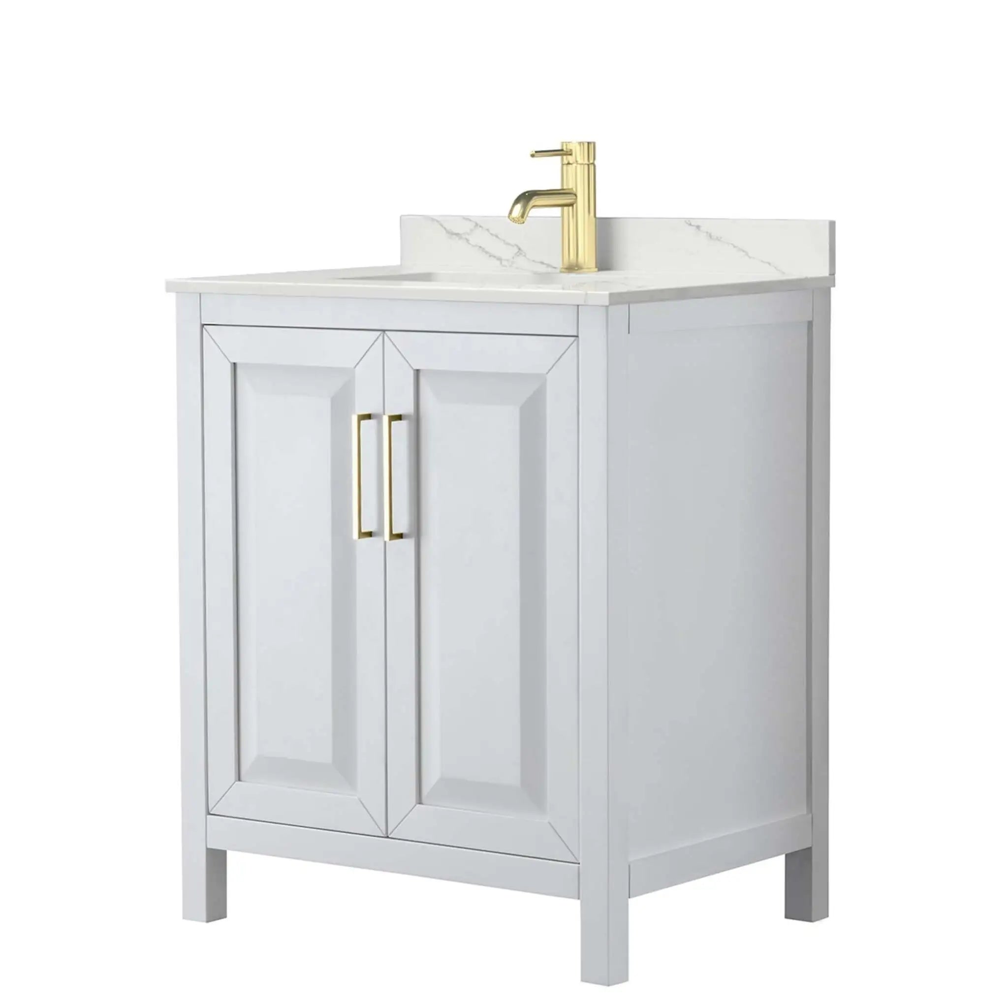 30" Daria Single Bathroom Vanity in White with Brushed Gold Trim by Wyndham
