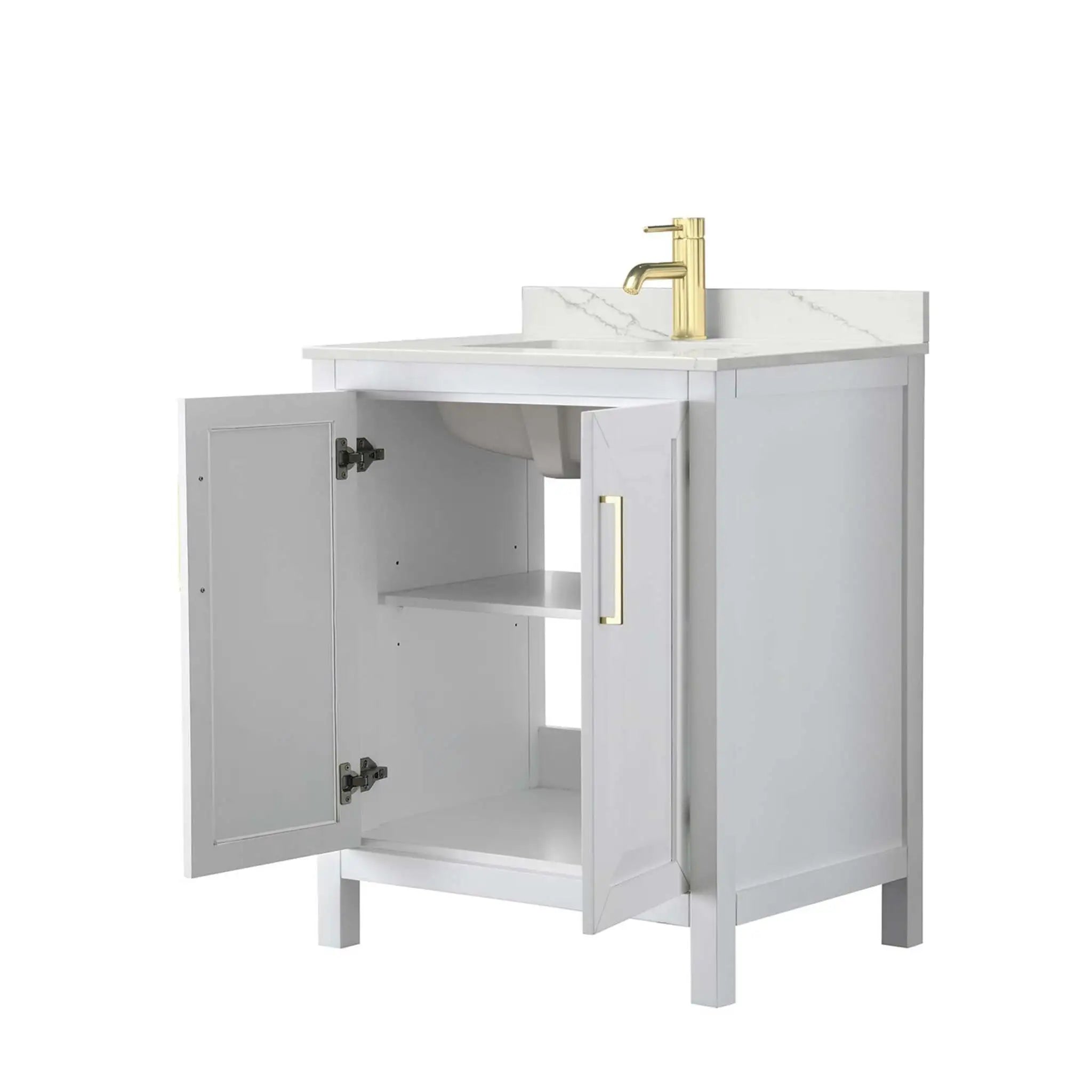 30" Daria Single Bathroom Vanity in White with Brushed Gold Trim by Wyndham