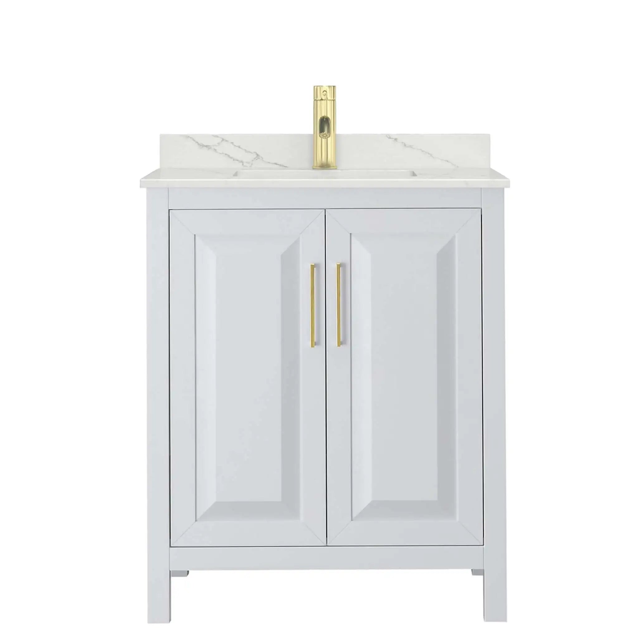 30" Daria Single Bathroom Vanity in White with Brushed Gold Trim by Wyndham