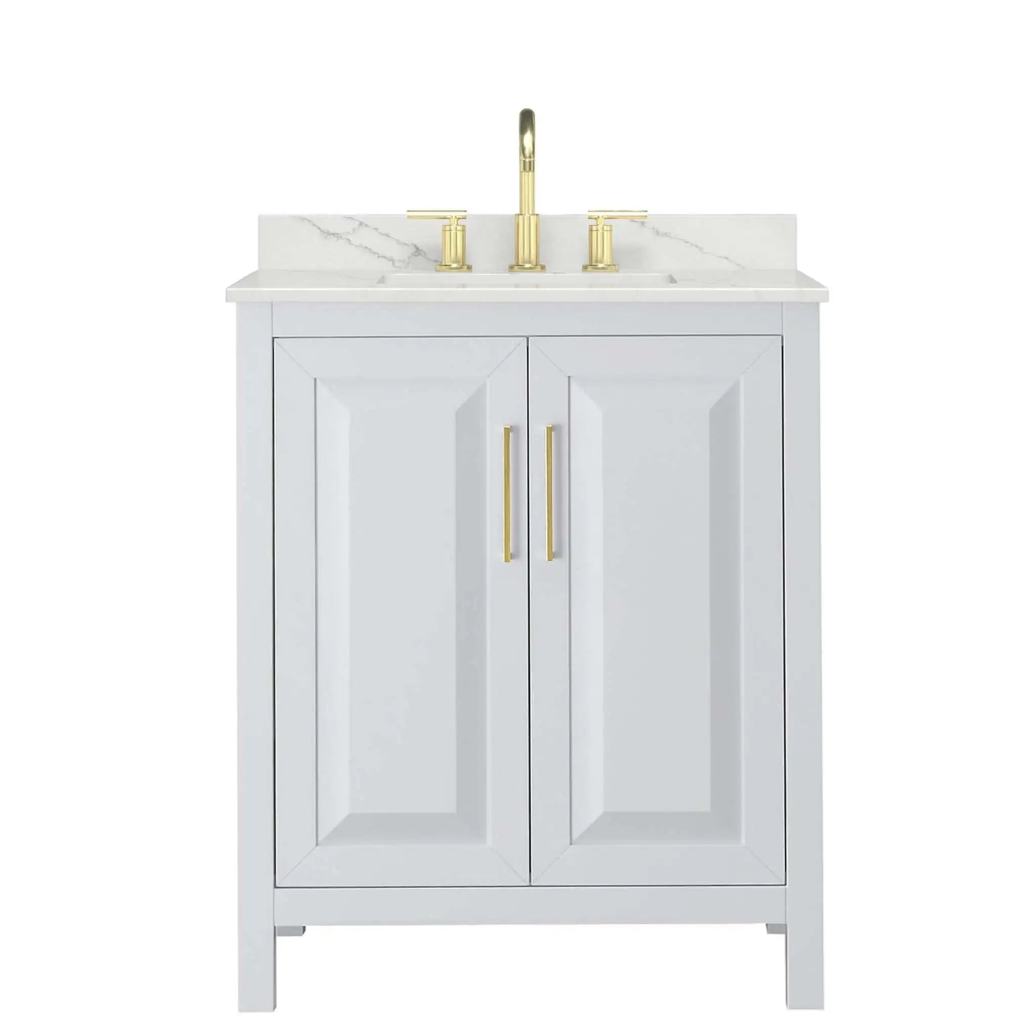 30" Daria Single Bathroom Vanity in White with Brushed Gold Trim by Wyndham