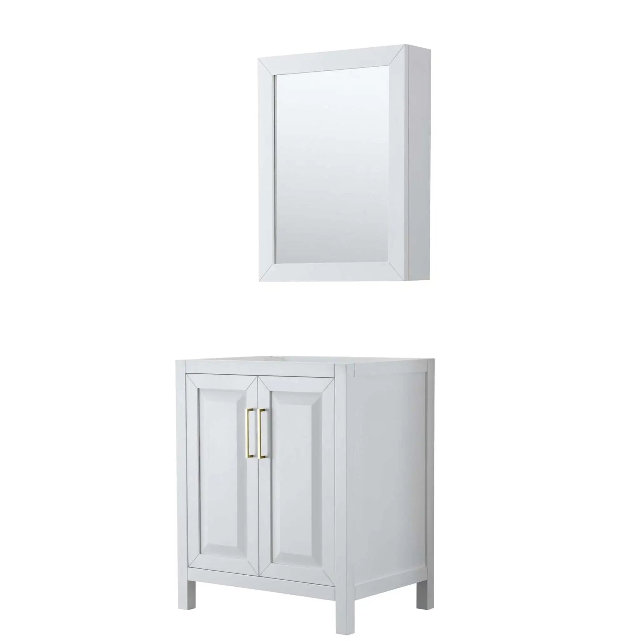 30" Daria Single Bathroom Vanity in White with Brushed Gold Trim & Medicine Cabinet by Wyndham