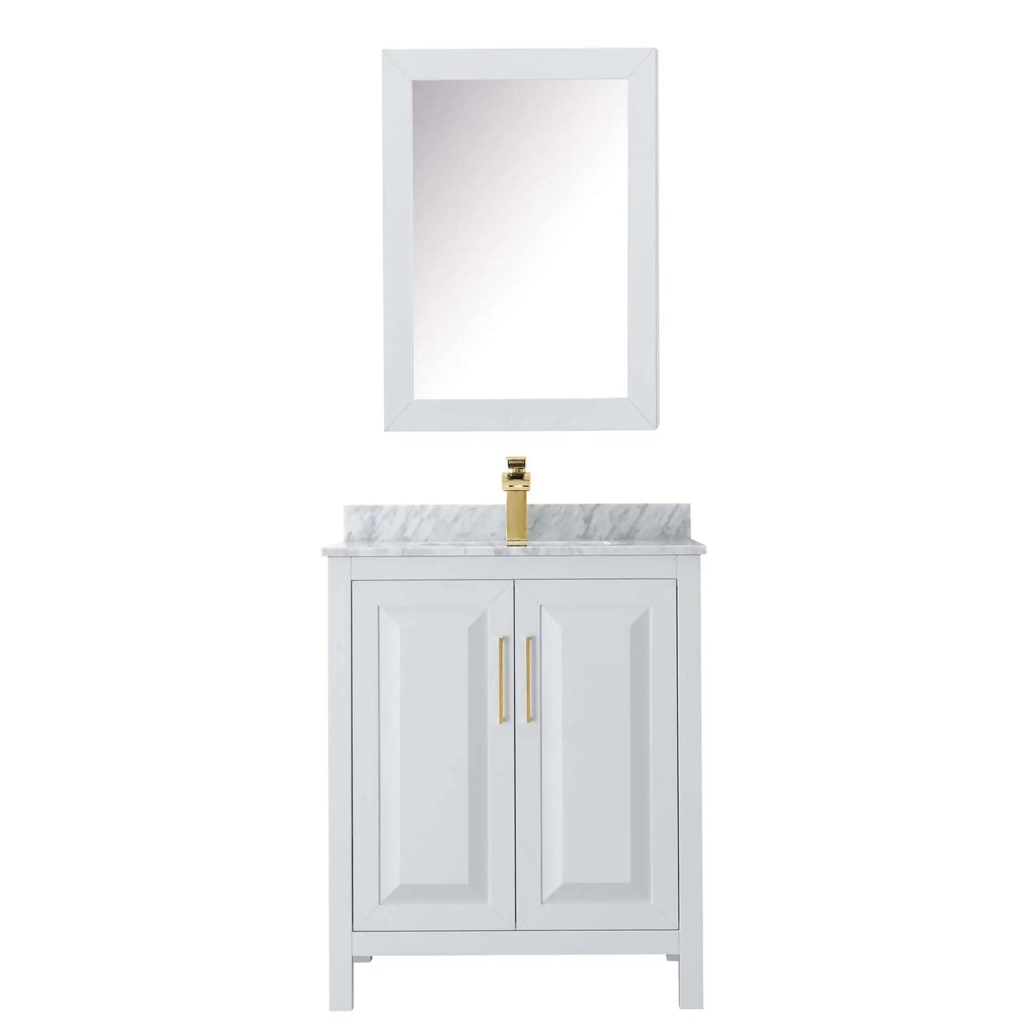 30" Daria Single Bathroom Vanity in White with Brushed Gold Trim & Medicine Cabinet by Wyndham