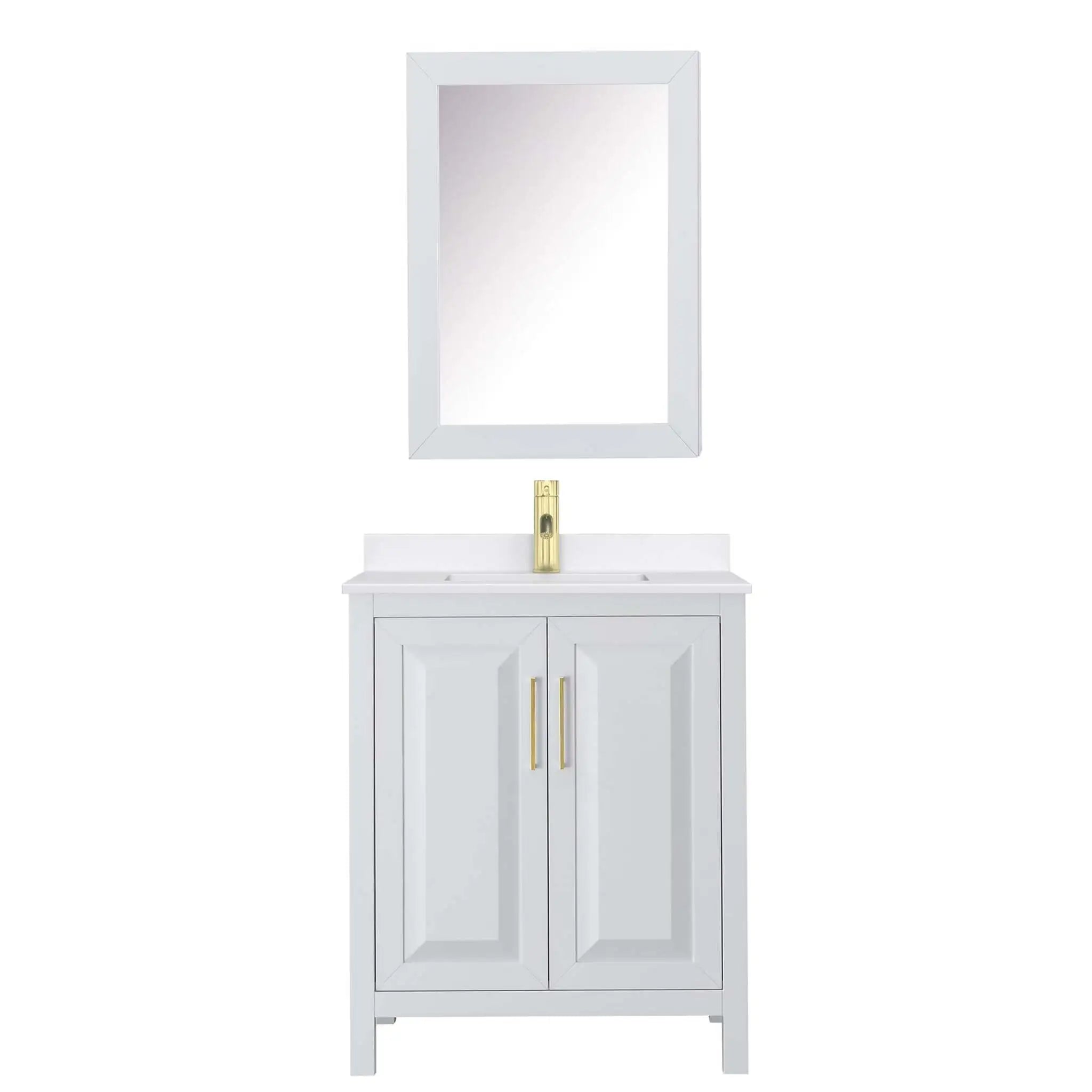 30" Daria Single Bathroom Vanity in White with Brushed Gold Trim & Medicine Cabinet by Wyndham