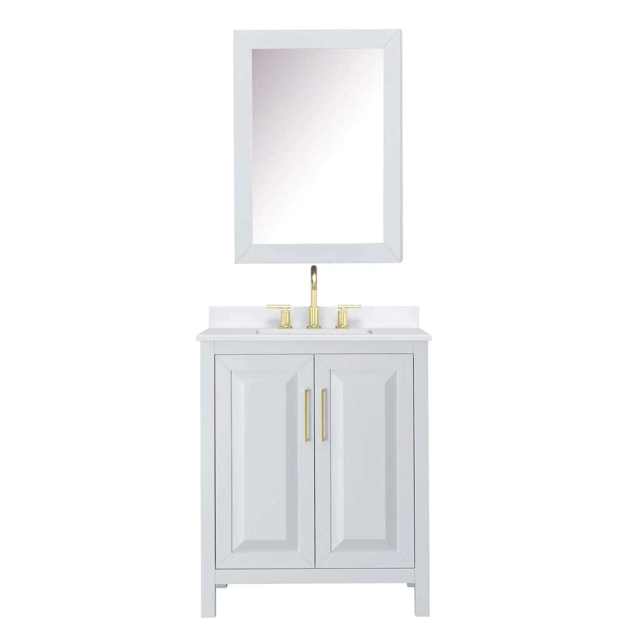 30" Daria Single Bathroom Vanity in White with Brushed Gold Trim & Medicine Cabinet by Wyndham