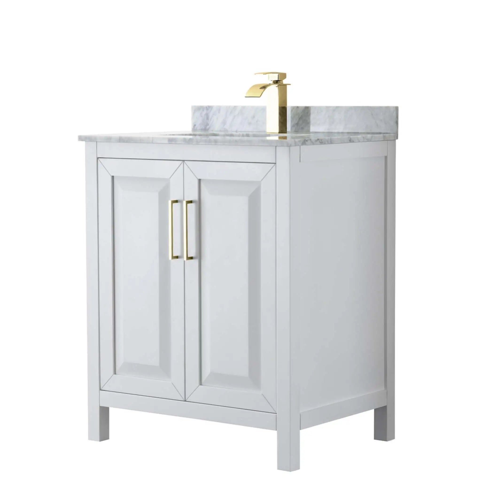 30" Daria Single Bathroom Vanity in White with Brushed Gold Trim by Wyndham
