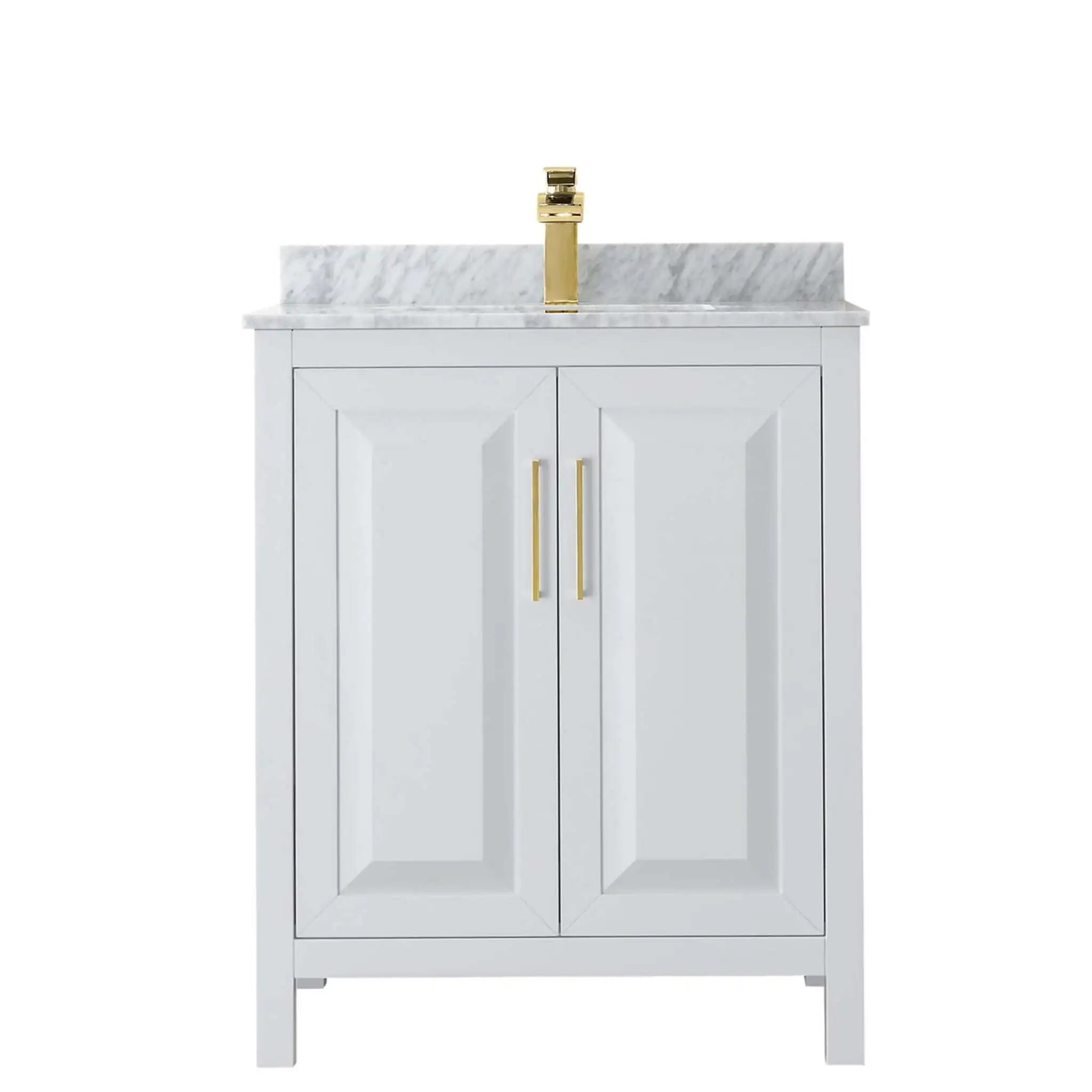 30" Daria Single Bathroom Vanity in White with Brushed Gold Trim by Wyndham