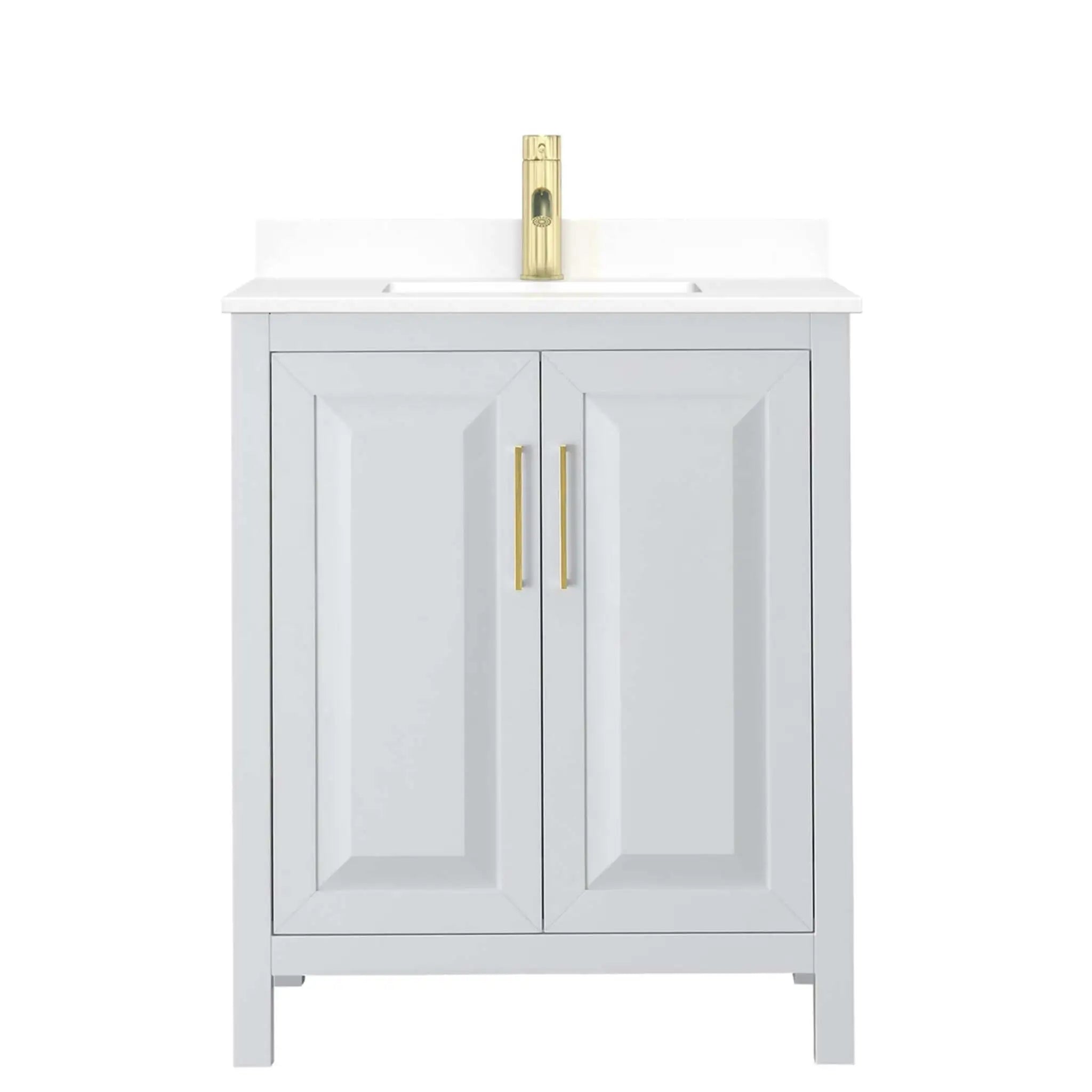 30" Daria Single Bathroom Vanity in White with Brushed Gold Trim by Wyndham