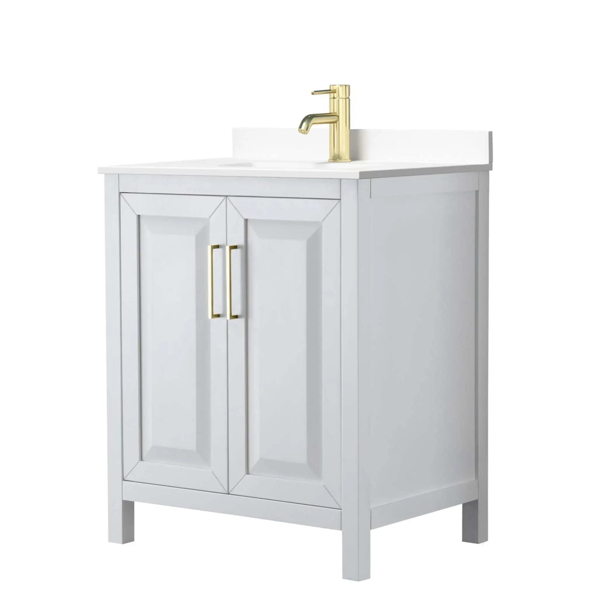 30" Daria Single Bathroom Vanity in White with Brushed Gold Trim by Wyndham