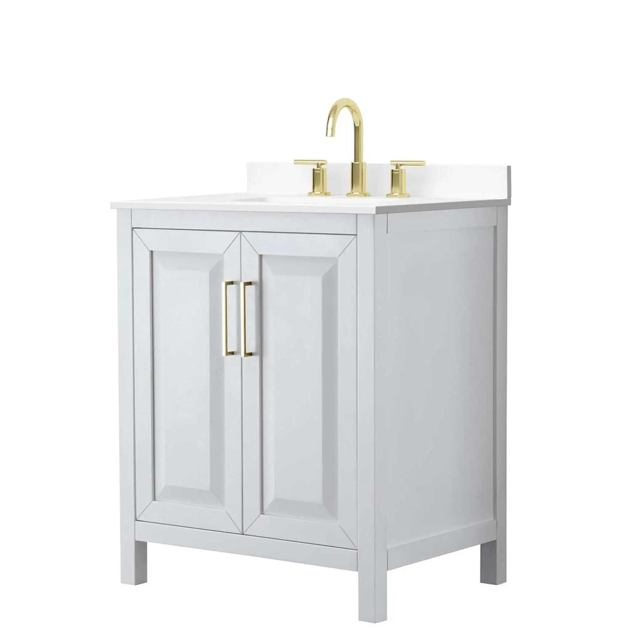 30" Daria Single Bathroom Vanity in White with Brushed Gold Trim by Wyndham