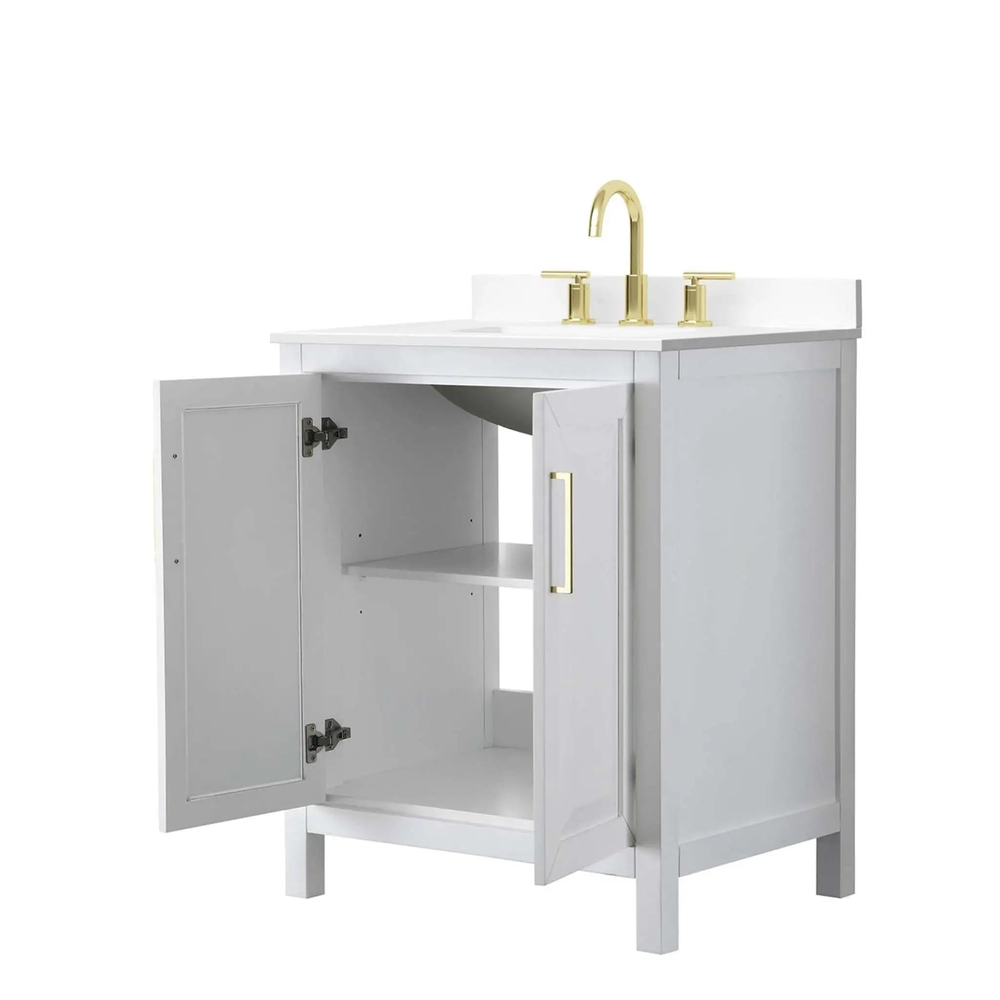 30" Daria Single Bathroom Vanity in White with Brushed Gold Trim by Wyndham