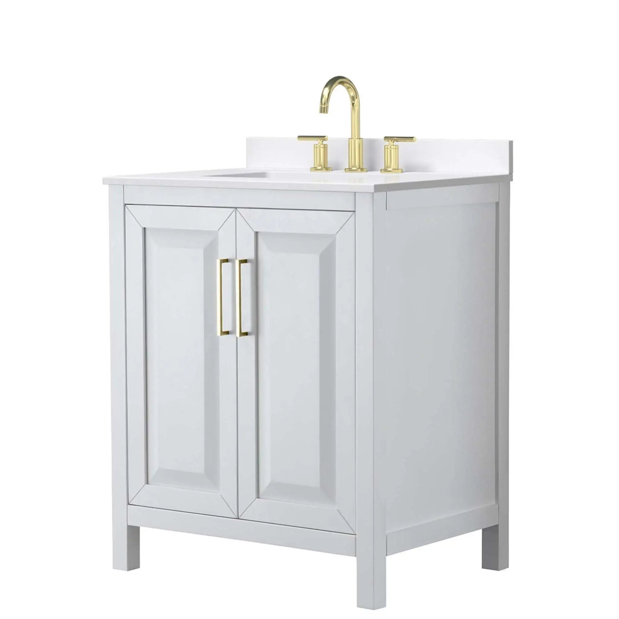 30" Daria Single Bathroom Vanity in White with Brushed Gold Trim by Wyndham