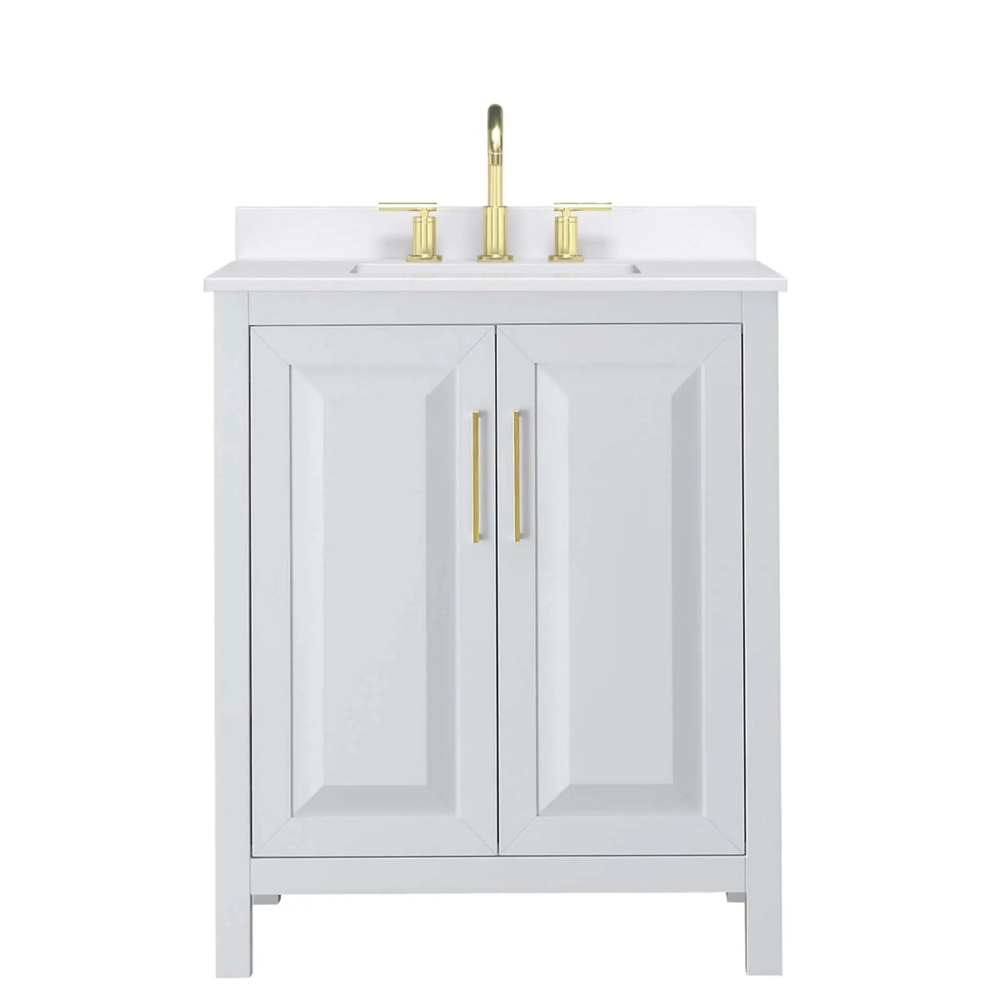 30" Daria Single Bathroom Vanity in White with Brushed Gold Trim by Wyndham