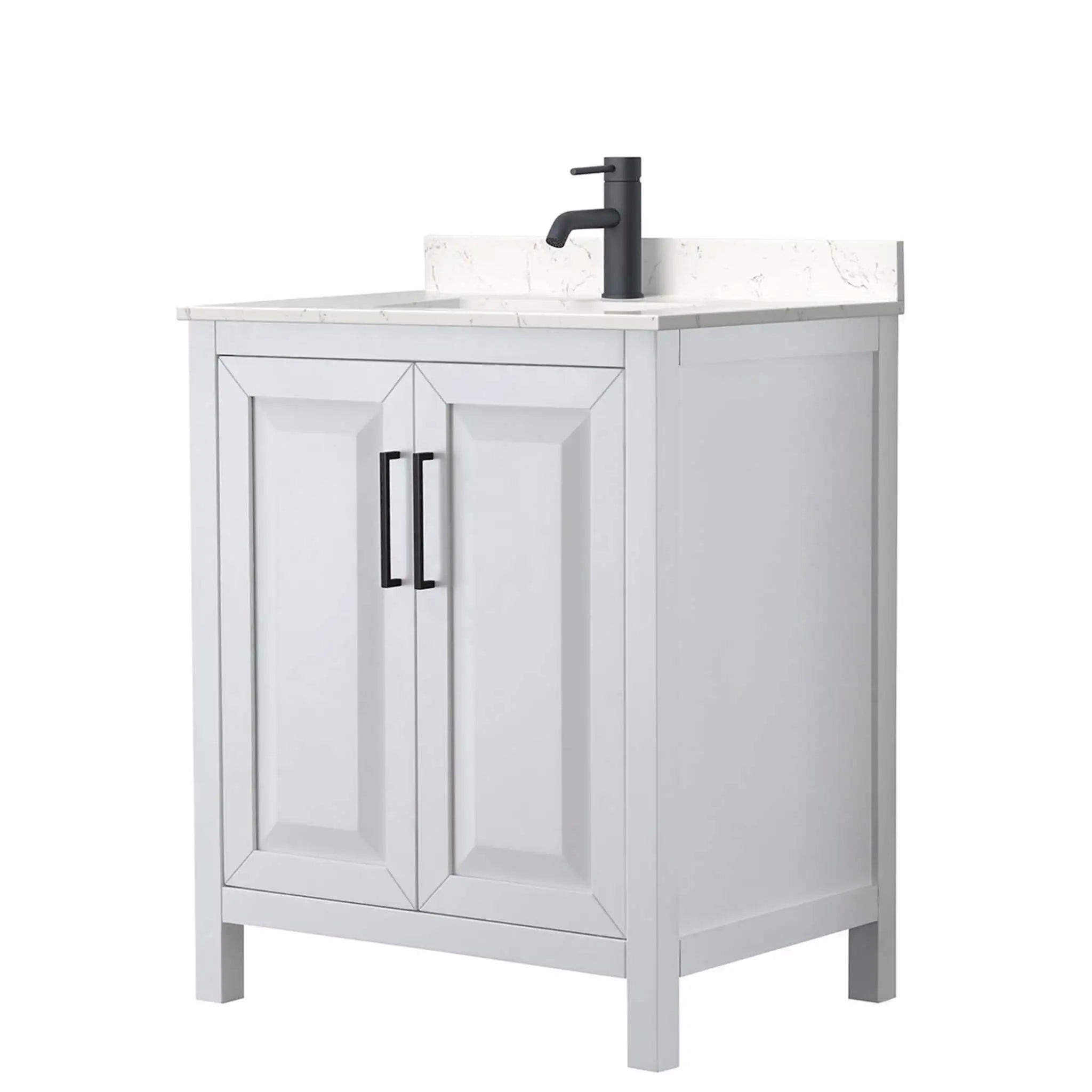30" Daria Single Bathroom Vanity in White with Matte Black Trim by Wyndham