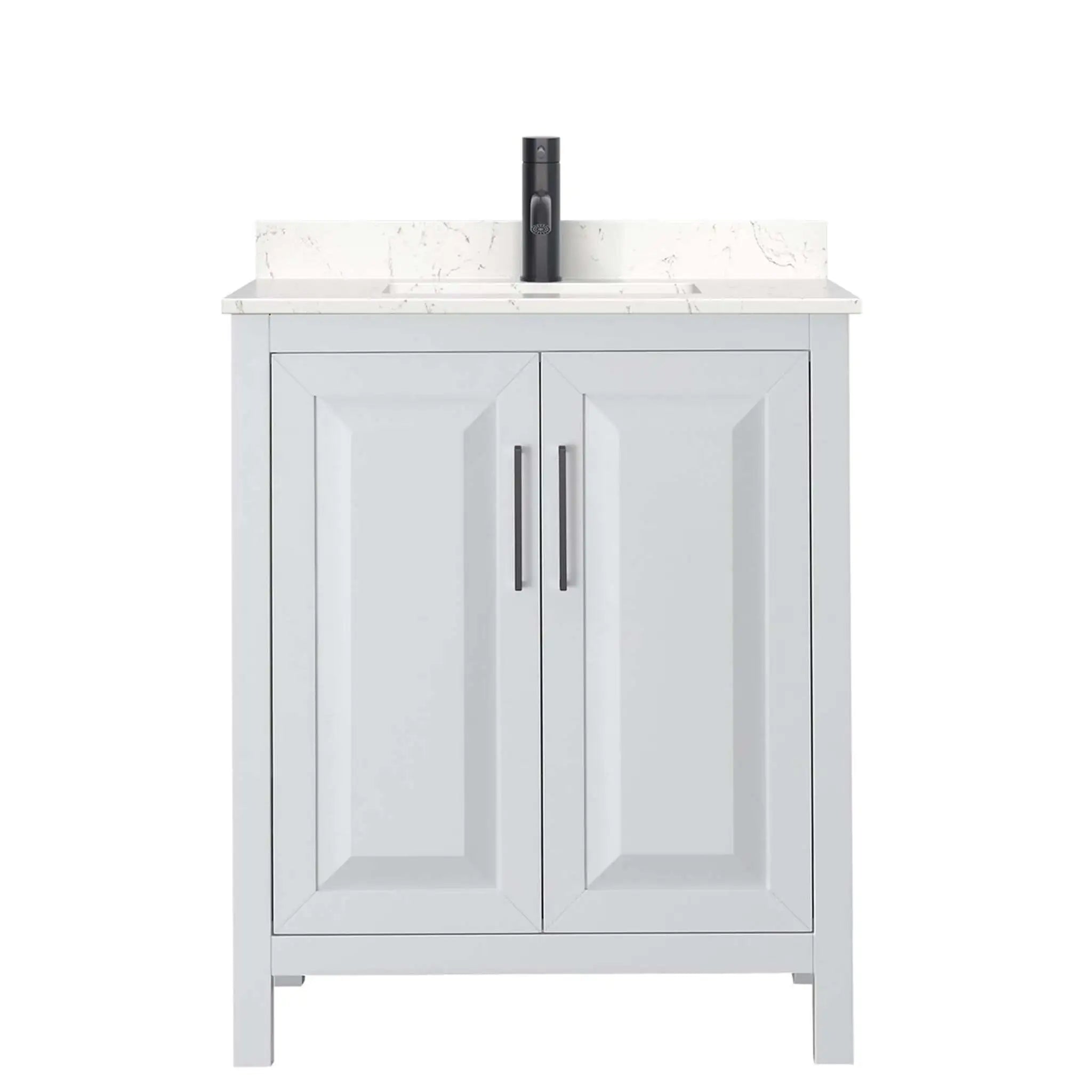 30" Daria Single Bathroom Vanity in White with Matte Black Trim by Wyndham