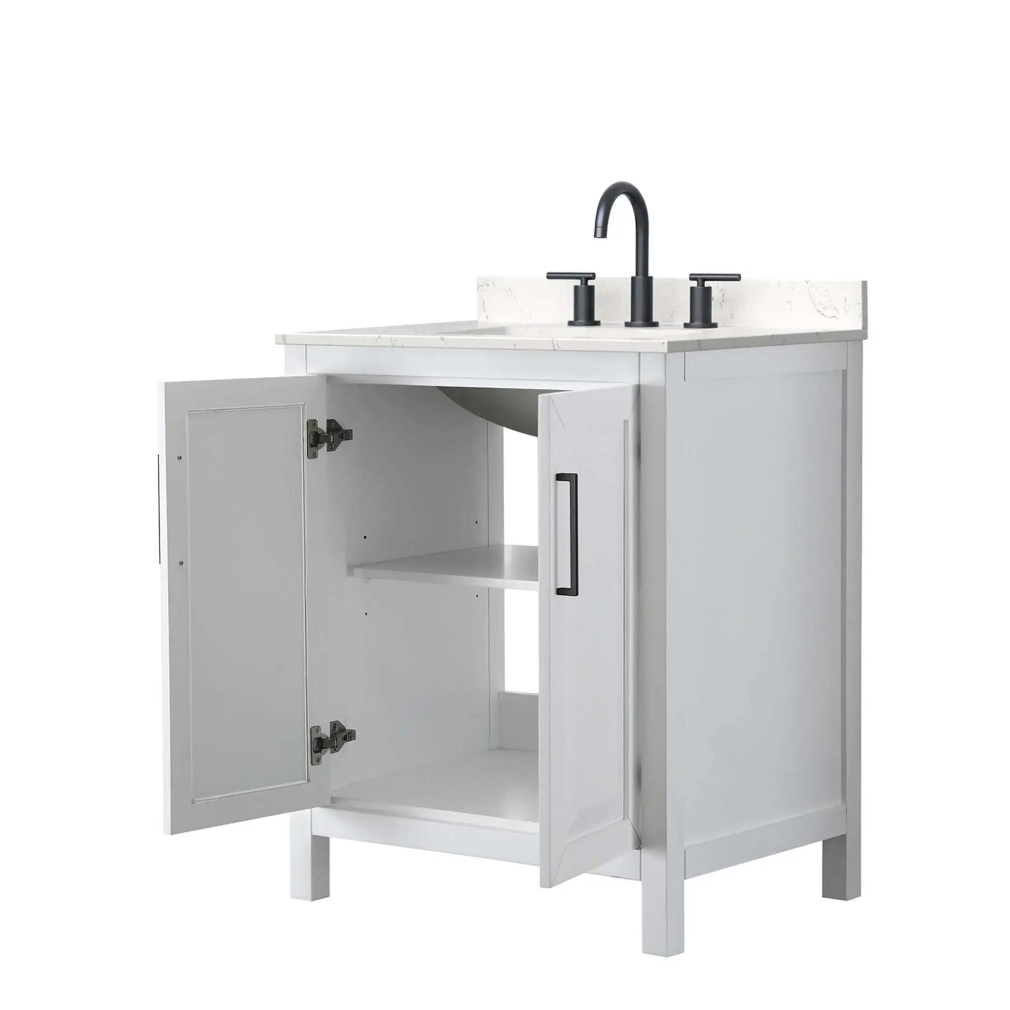 30" Daria Single Bathroom Vanity in White with Matte Black Trim by Wyndham