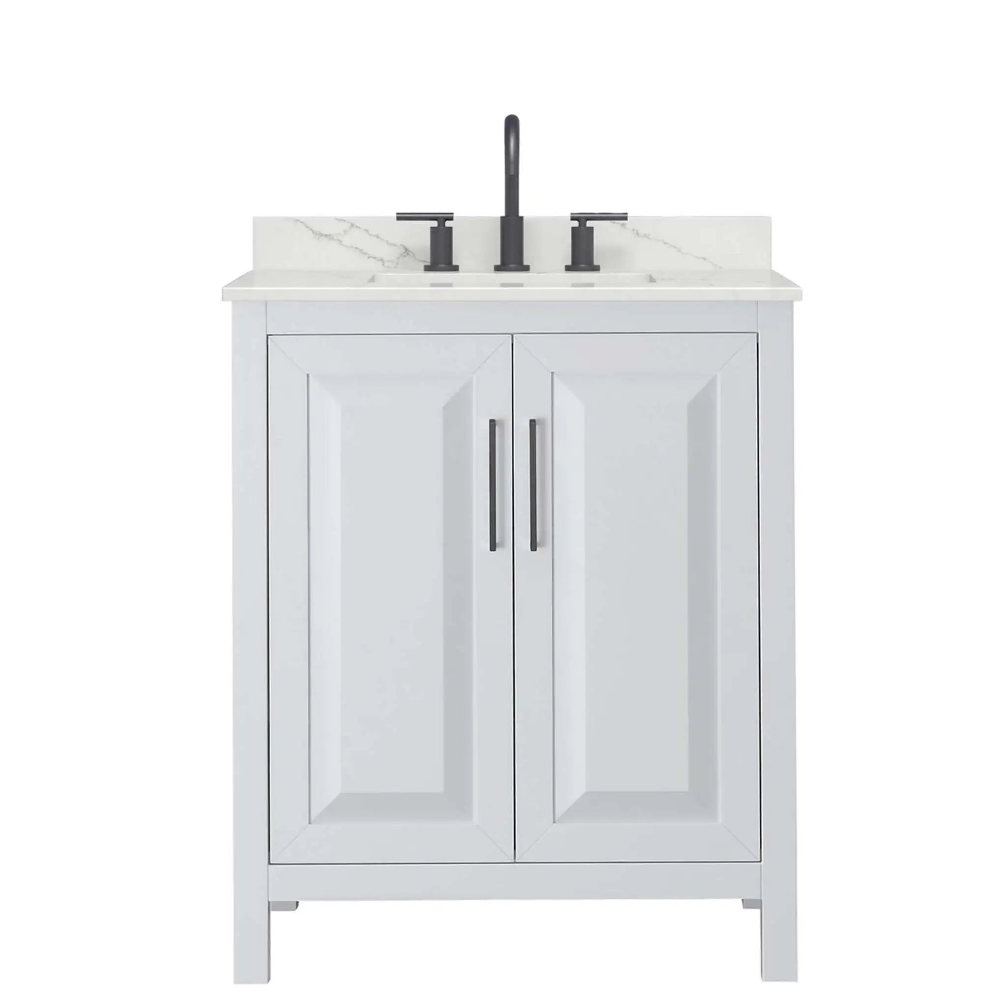 30" Daria Single Bathroom Vanity in White with Matte Black Trim by Wyndham
