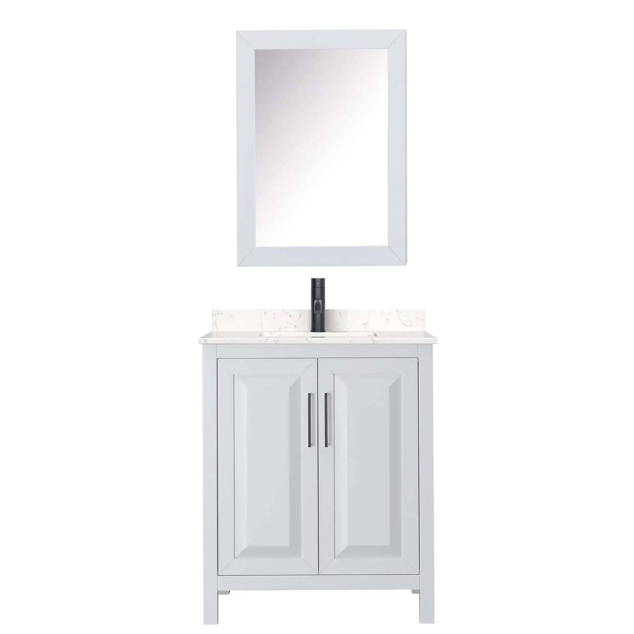 30" Daria Single Bathroom Vanity in White with Matte Black Trim & Medicine Cabinet by Wyndham