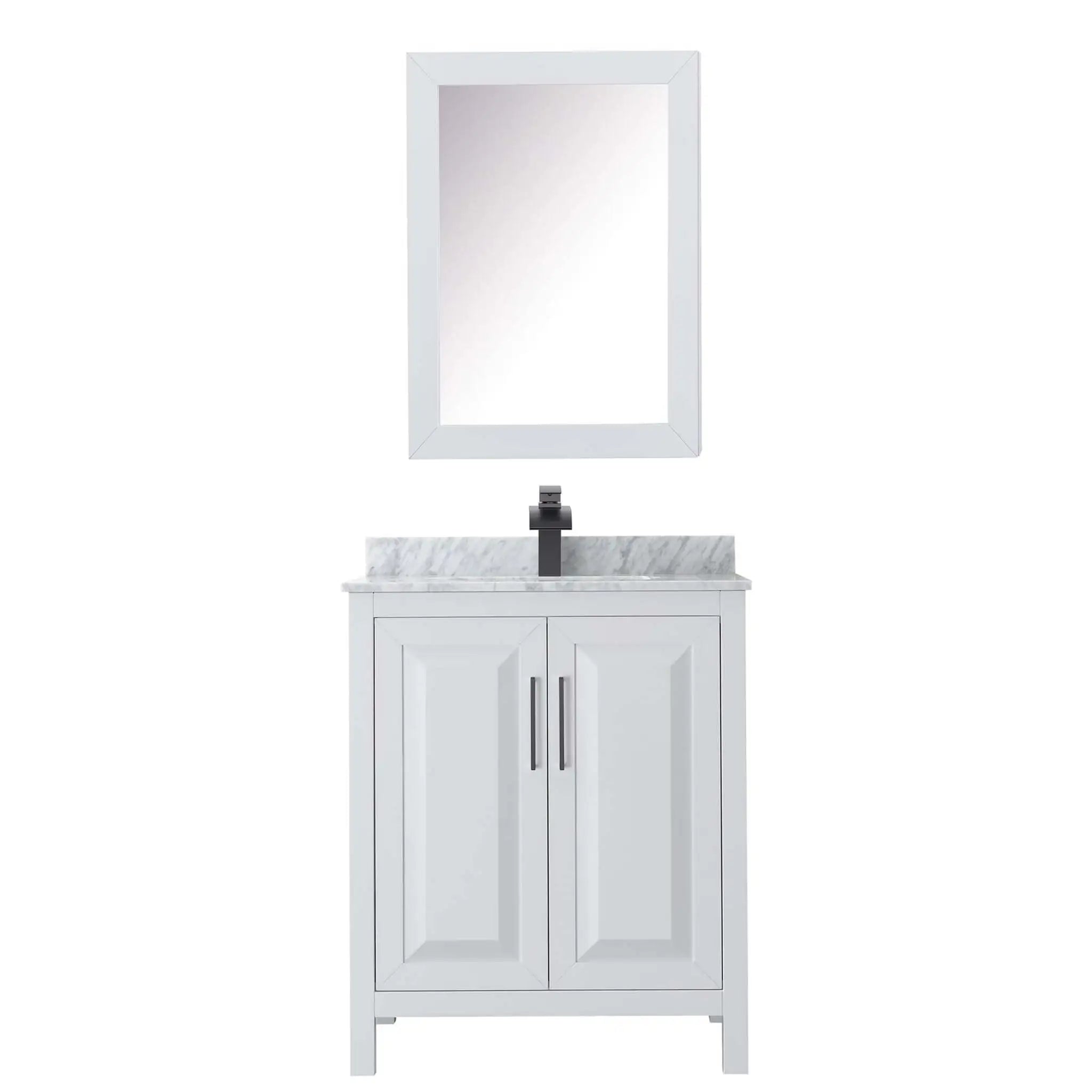 30" Daria Single Bathroom Vanity in White with Matte Black Trim & Medicine Cabinet by Wyndham