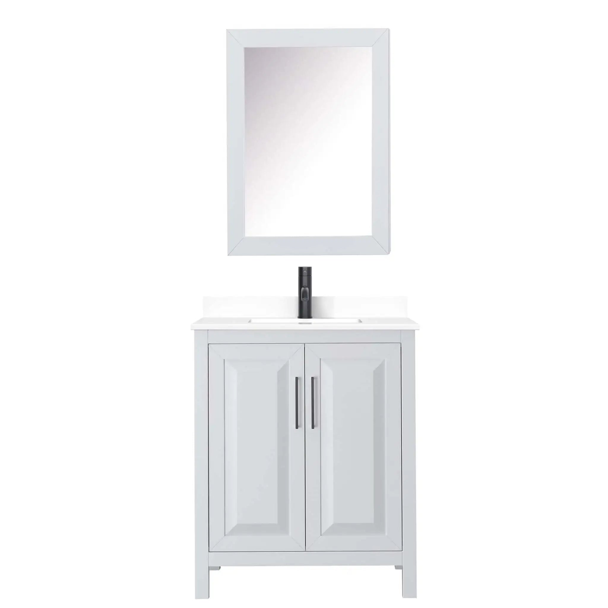 30" Daria Single Bathroom Vanity in White with Matte Black Trim & Medicine Cabinet by Wyndham