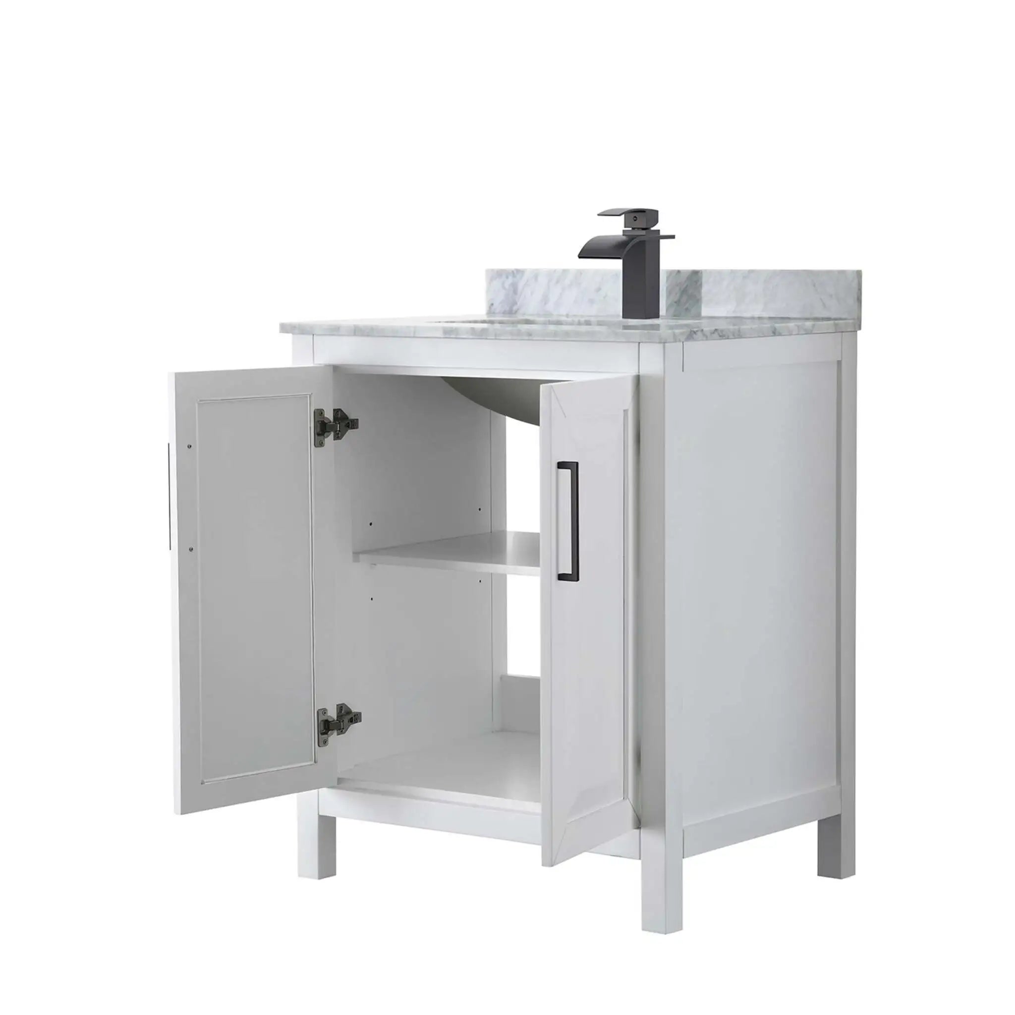 30" Daria Single Bathroom Vanity in White with Matte Black Trim by Wyndham