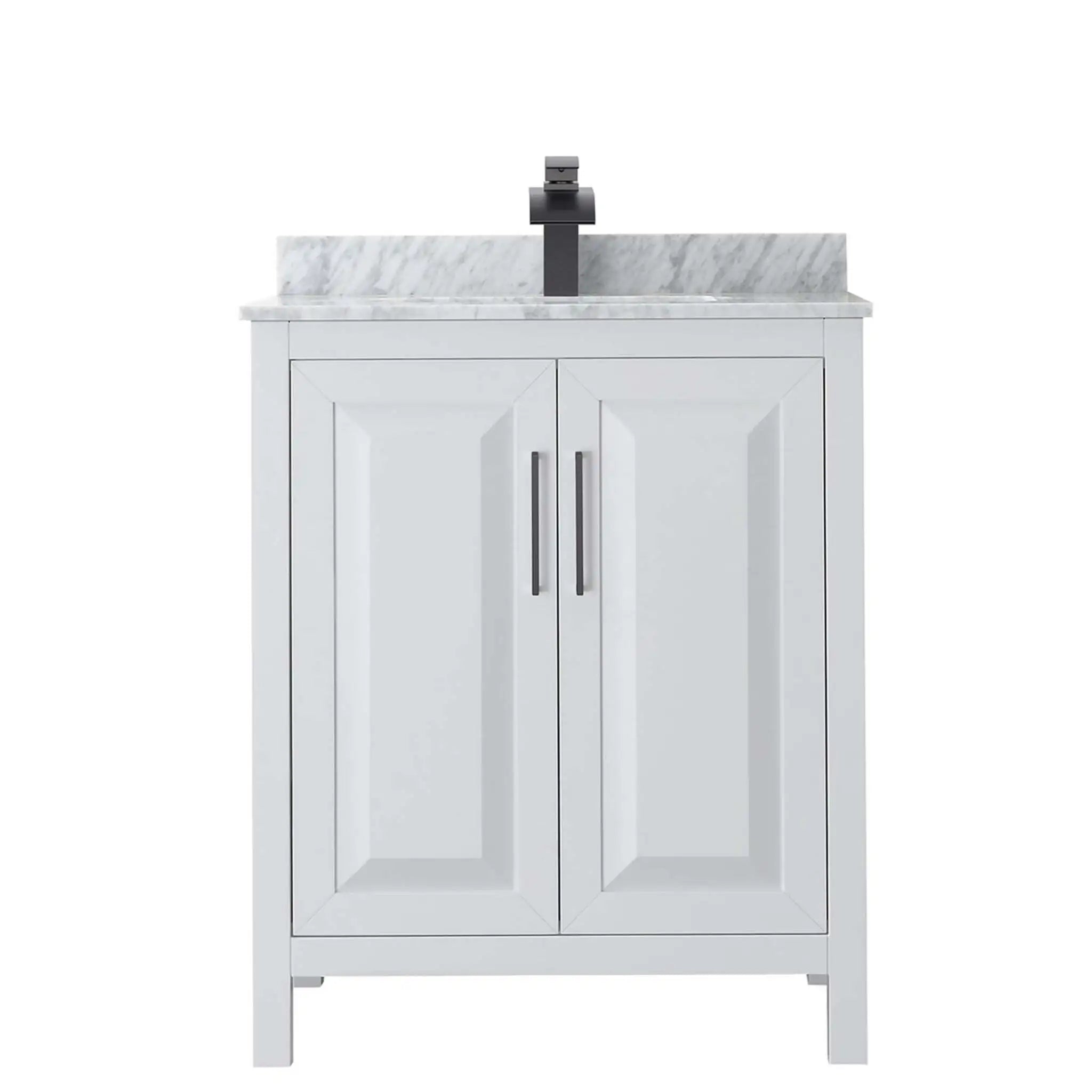 30" Daria Single Bathroom Vanity in White with Matte Black Trim by Wyndham