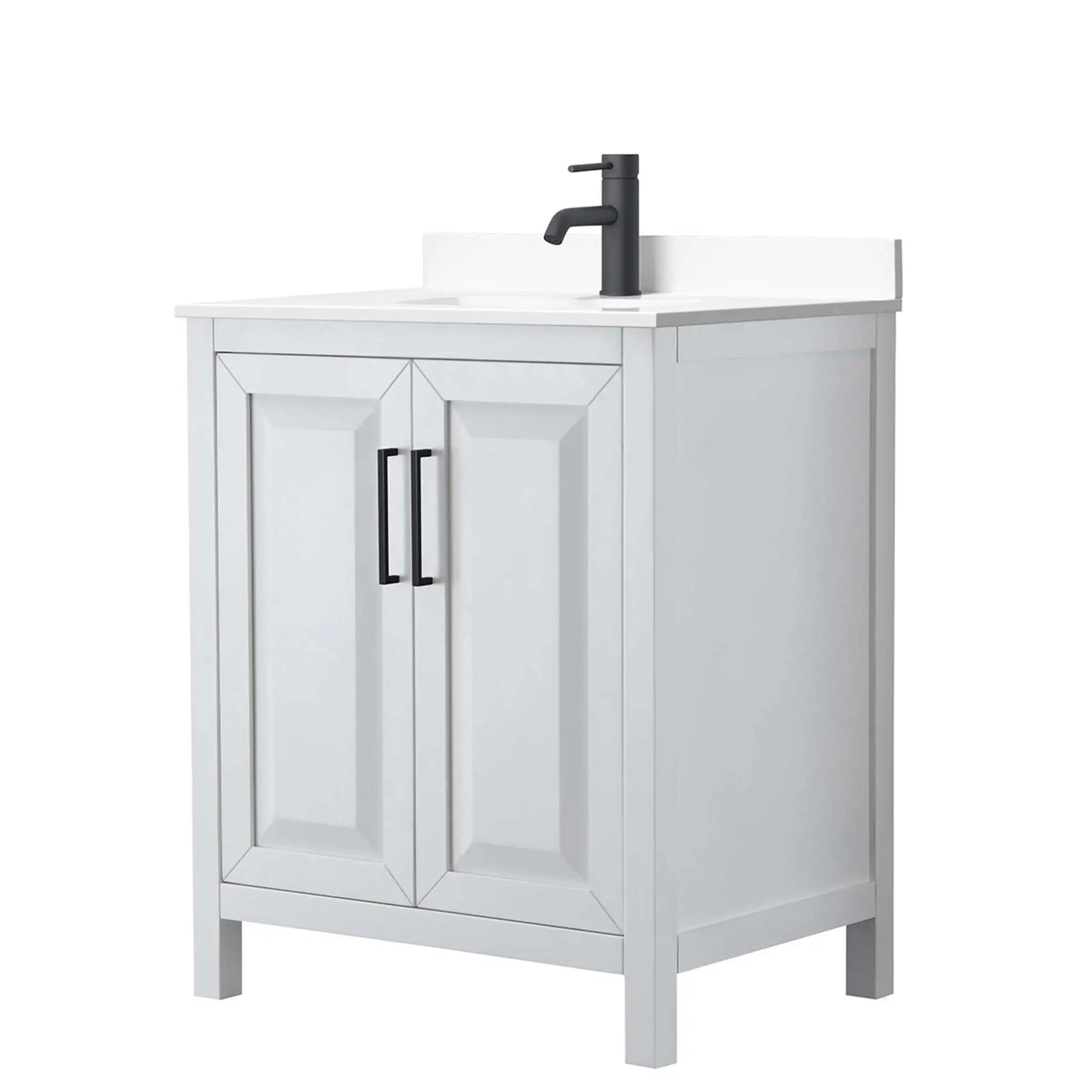 30" Daria Single Bathroom Vanity in White with Matte Black Trim by Wyndham
