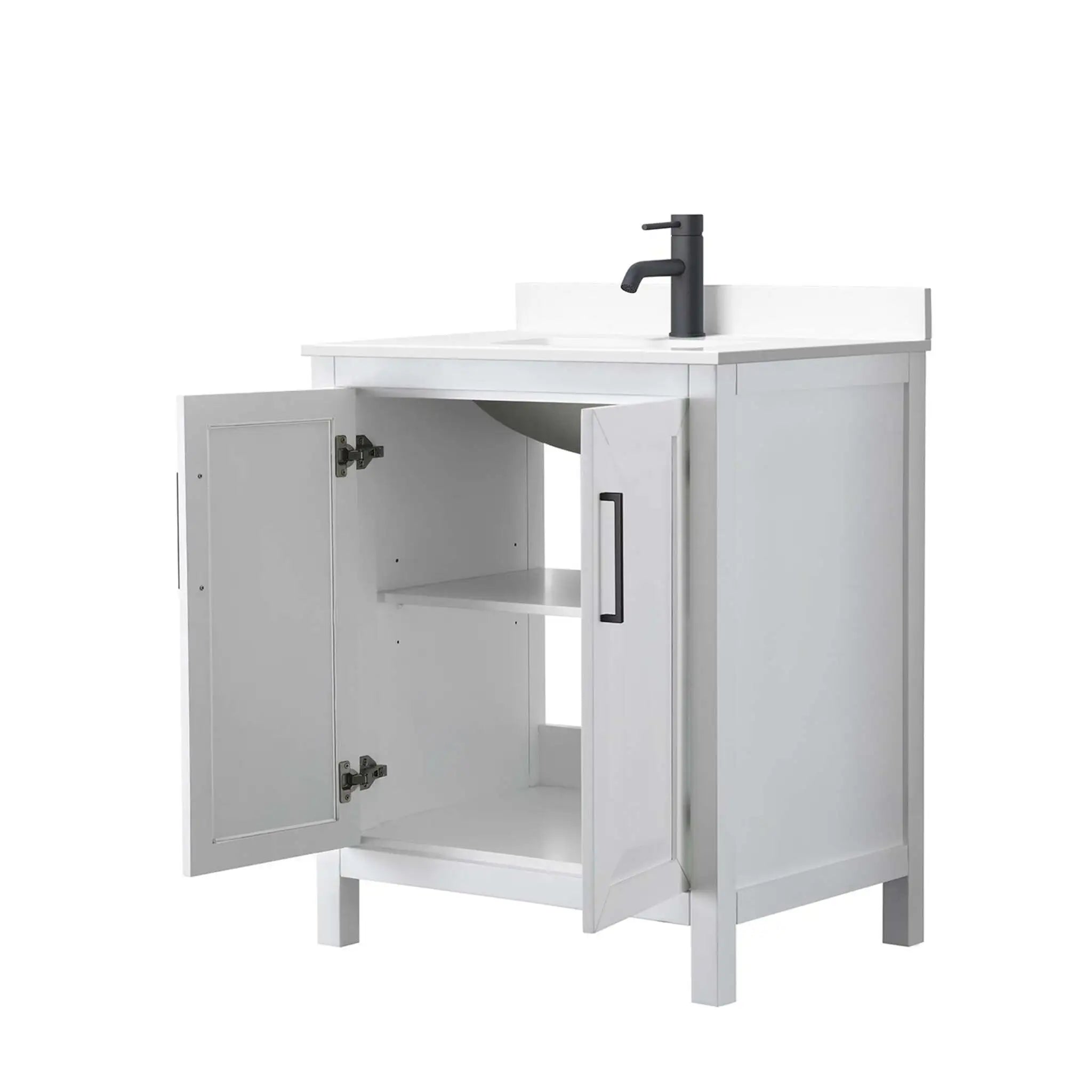 30" Daria Single Bathroom Vanity in White with Matte Black Trim by Wyndham