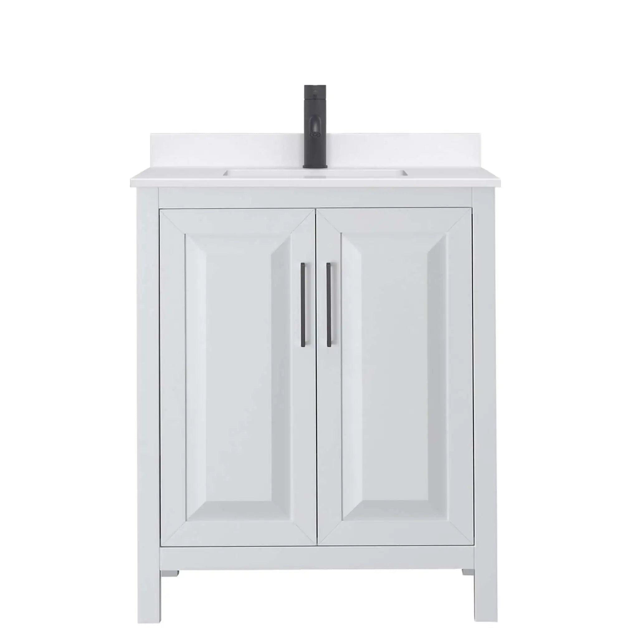 30" Daria Single Bathroom Vanity in White with Matte Black Trim by Wyndham