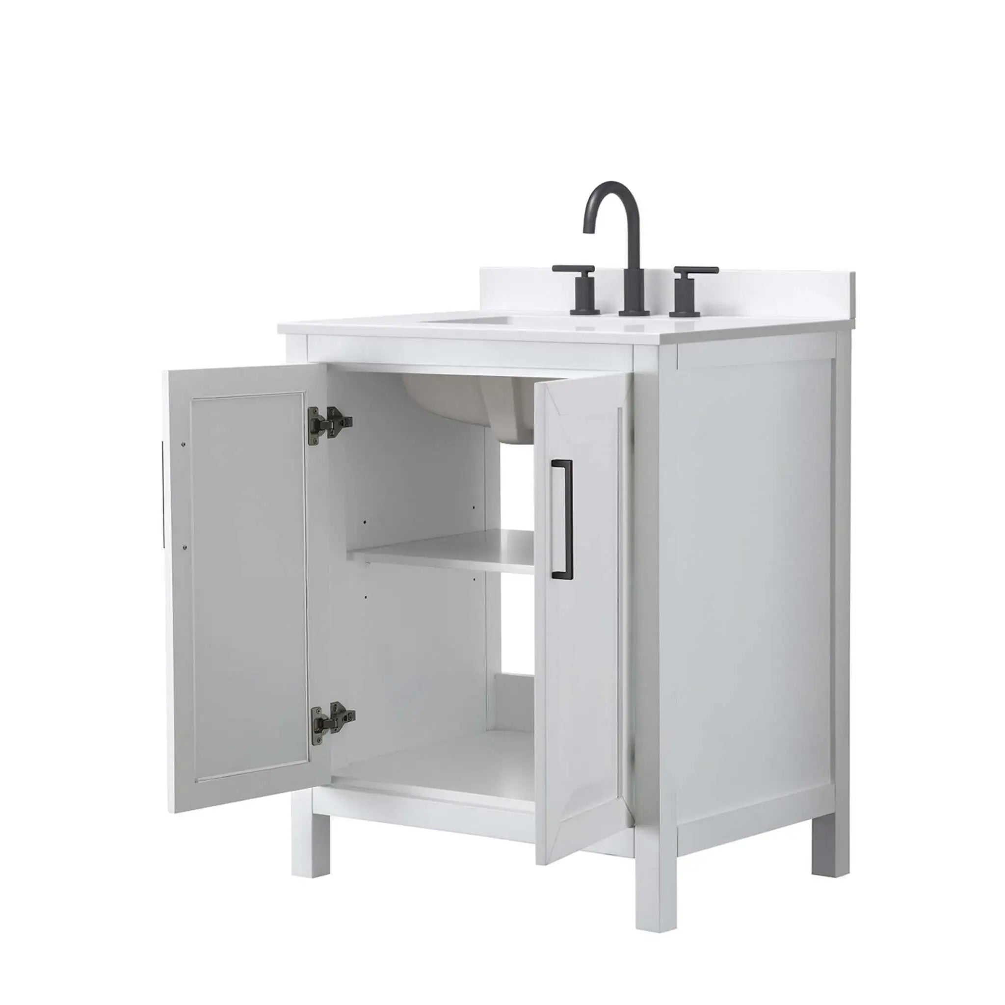 30" Daria Single Bathroom Vanity in White with Matte Black Trim by Wyndham