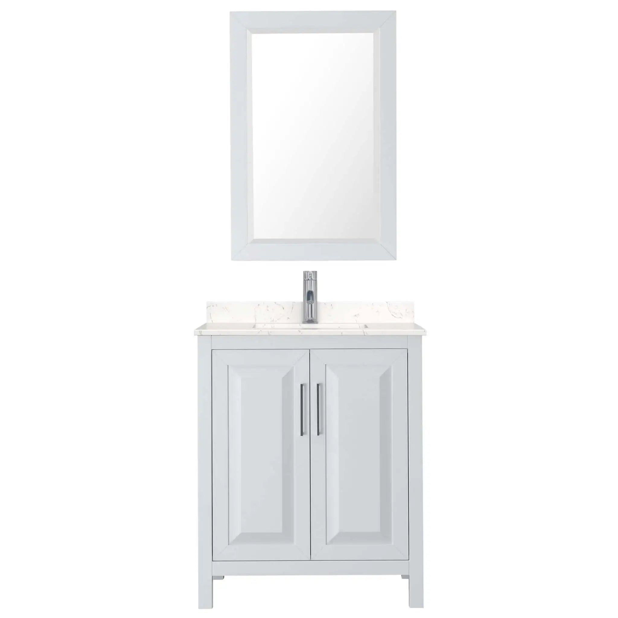 30" Daria Single Bathroom Vanity in White with Polished Chrome Trim & 24" Mirror by Wyndham