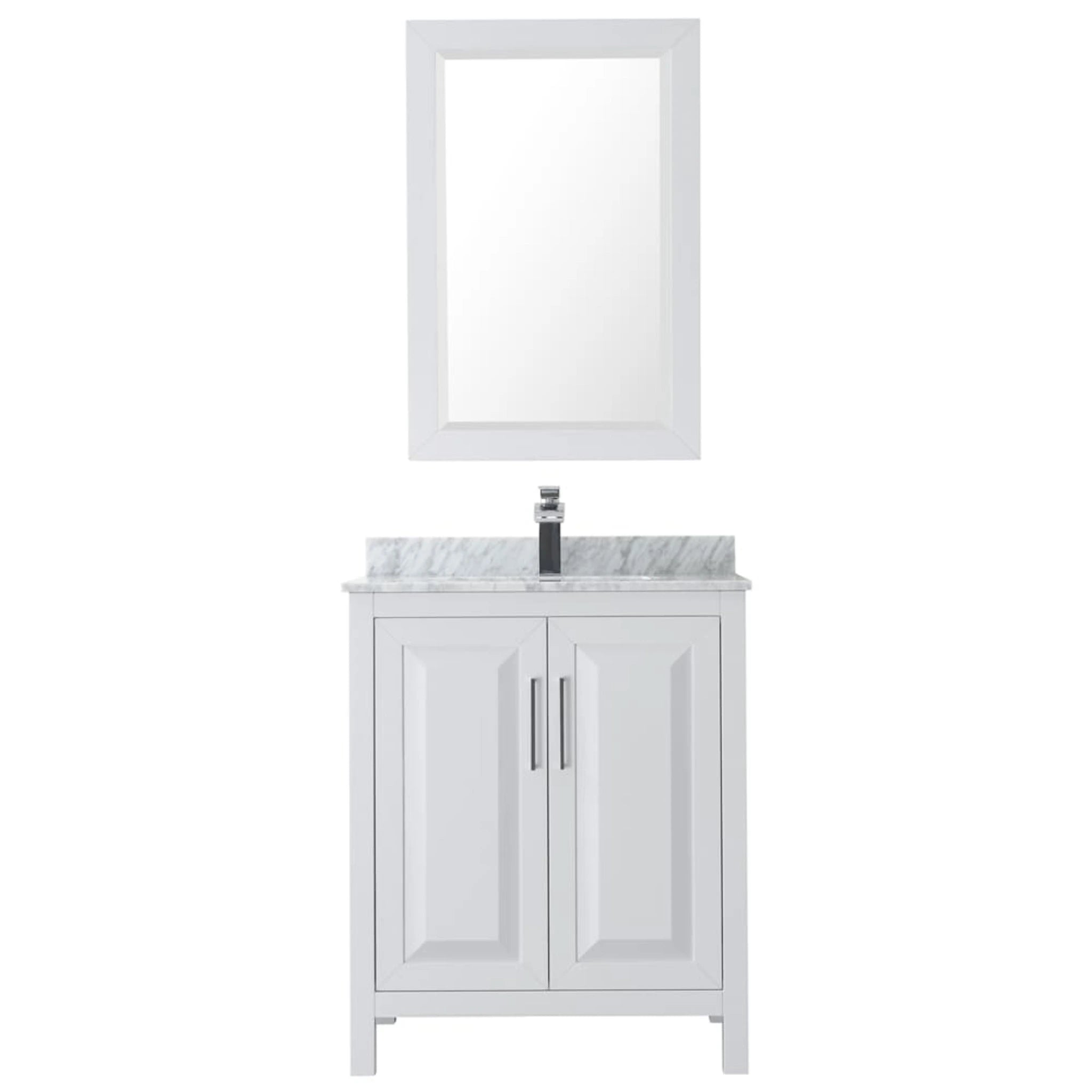 30" Daria Single Bathroom Vanity in White with Polished Chrome Trim & 24" Mirror by Wyndham