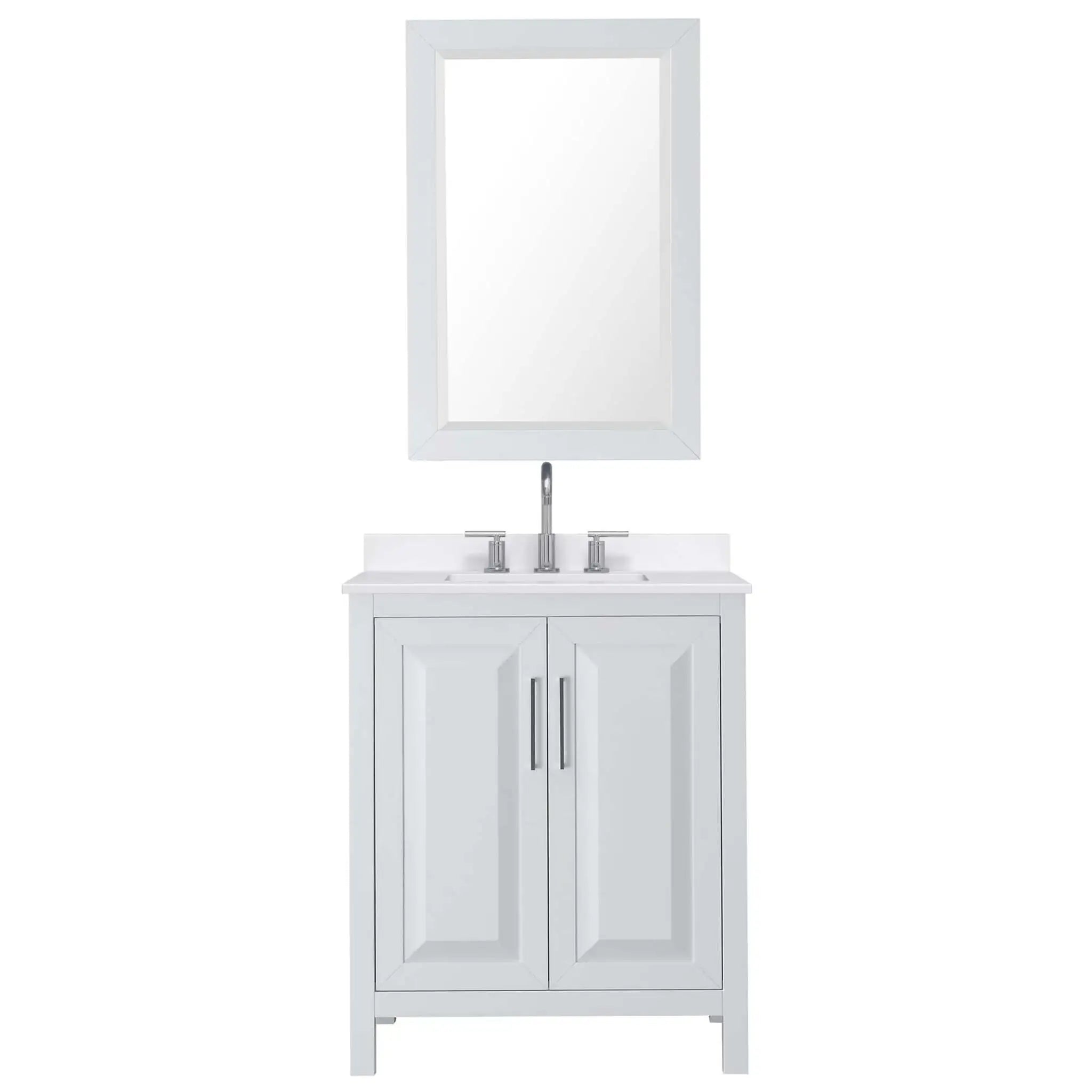 30" Daria Single Bathroom Vanity in White with Polished Chrome Trim & 24" Mirror by Wyndham