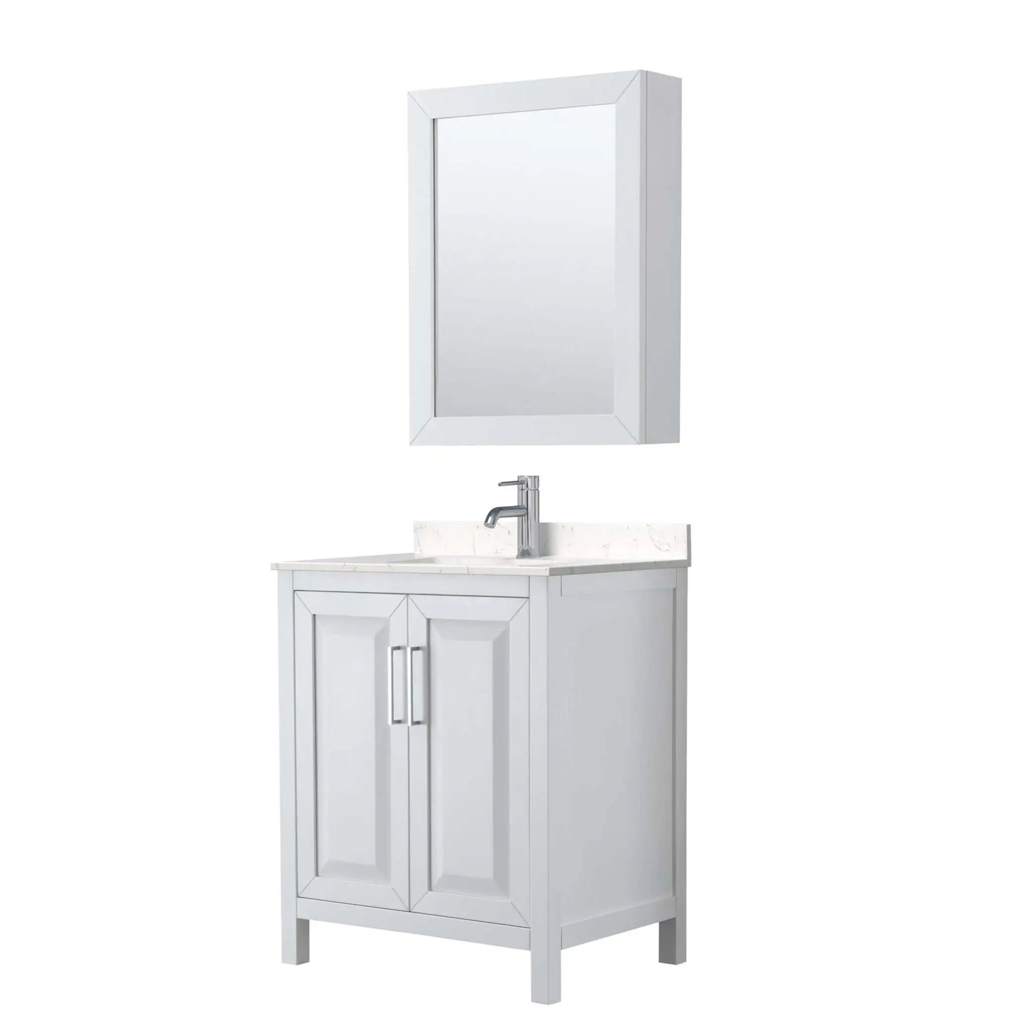 30" Daria Single Bathroom Vanity in White with Polished Chrome Trim & Medicine Cabinet by Wyndham