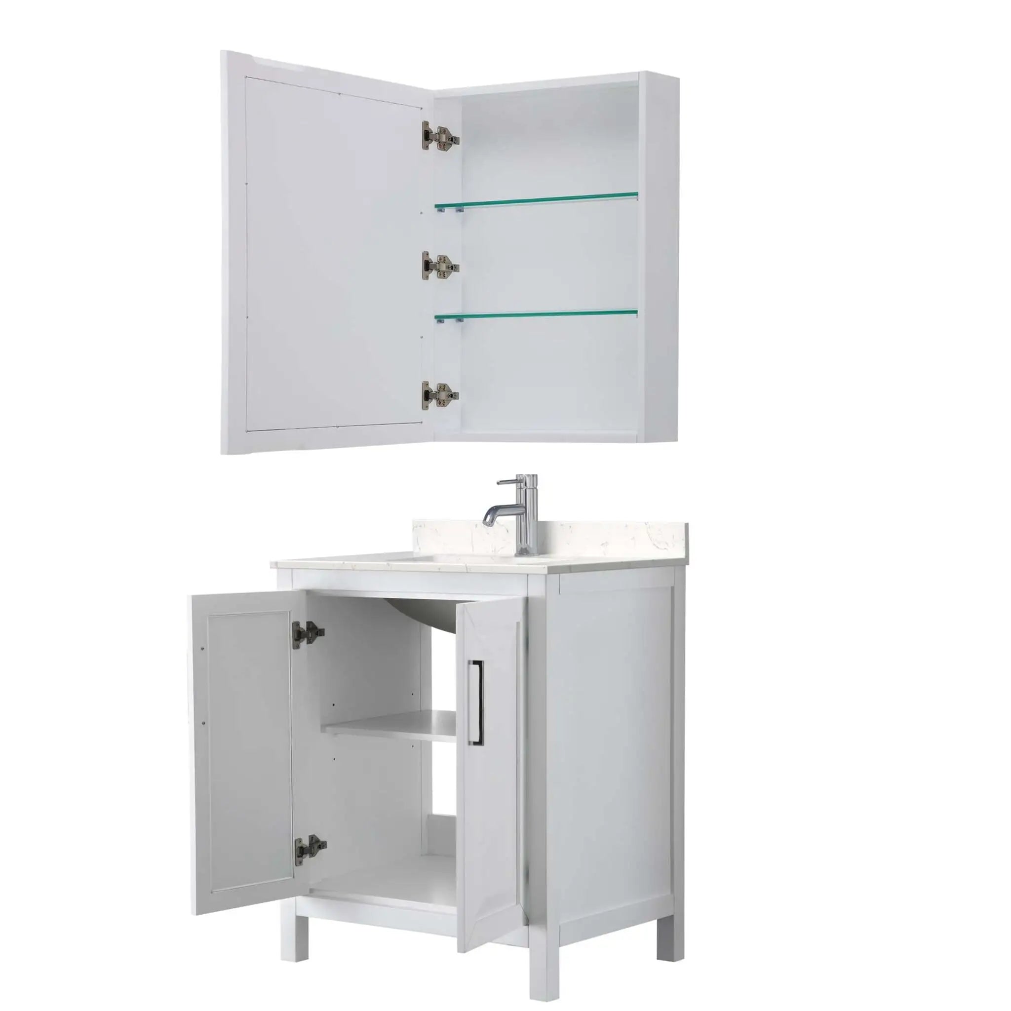 30" Daria Single Bathroom Vanity in White with Polished Chrome Trim & Medicine Cabinet by Wyndham