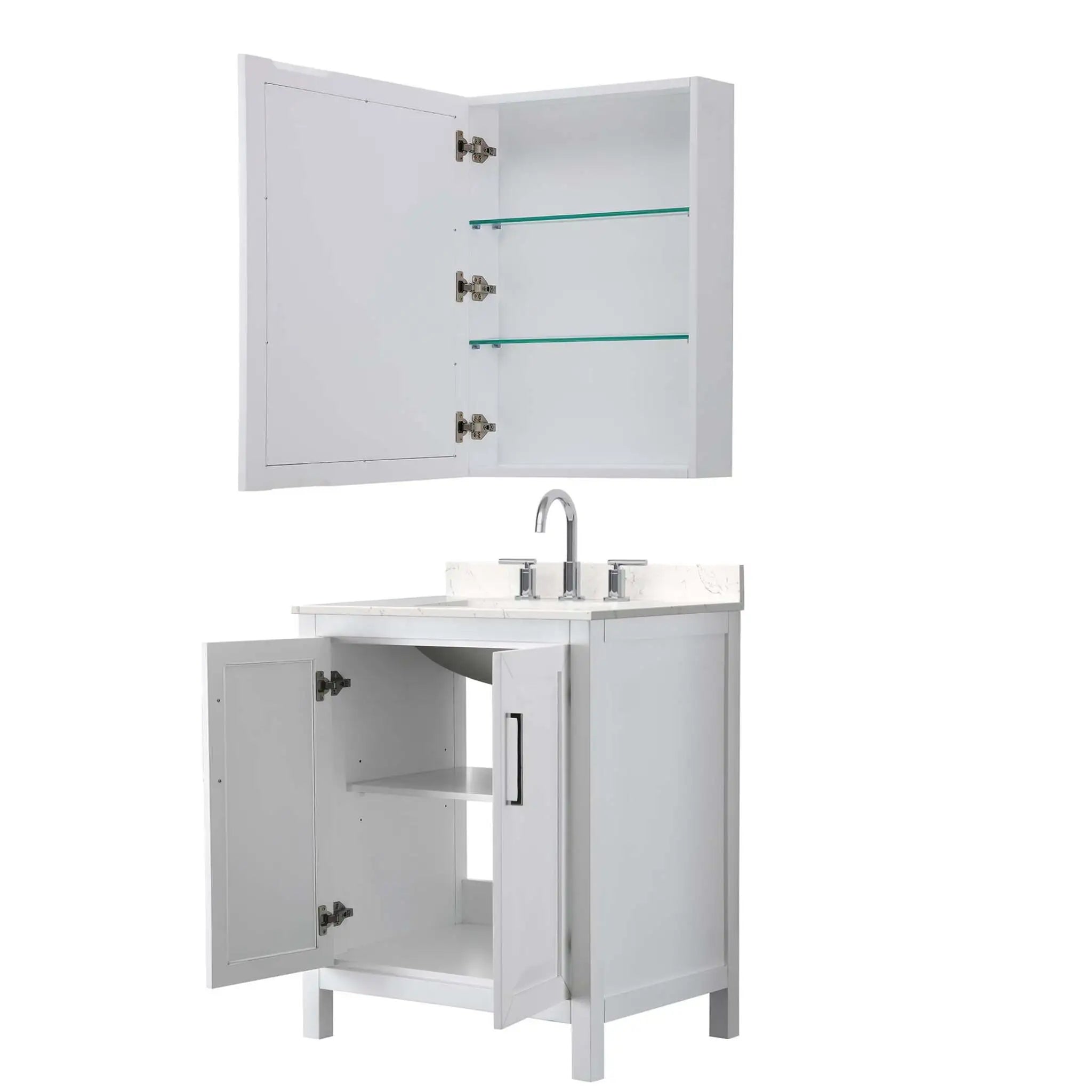 30" Daria Single Bathroom Vanity in White with Polished Chrome Trim & Medicine Cabinet by Wyndham