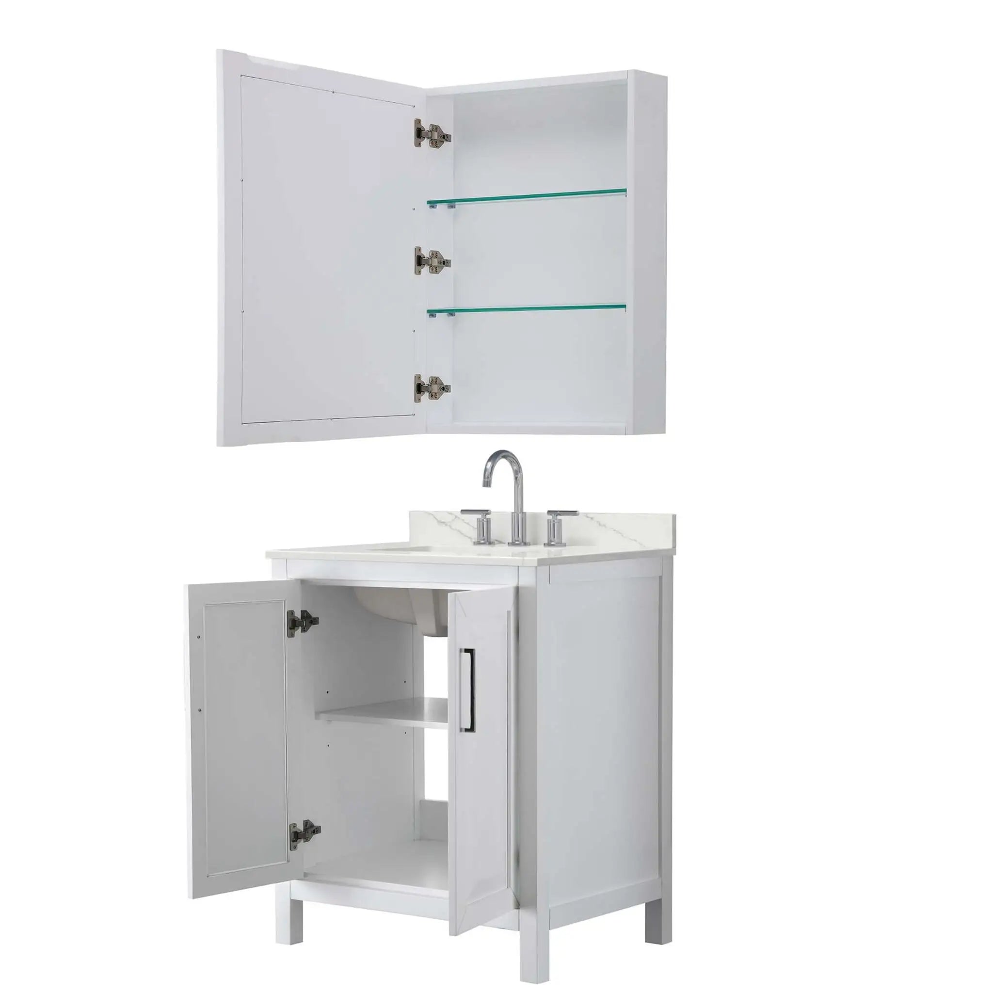 30" Daria Single Bathroom Vanity in White with Polished Chrome Trim & Medicine Cabinet by Wyndham