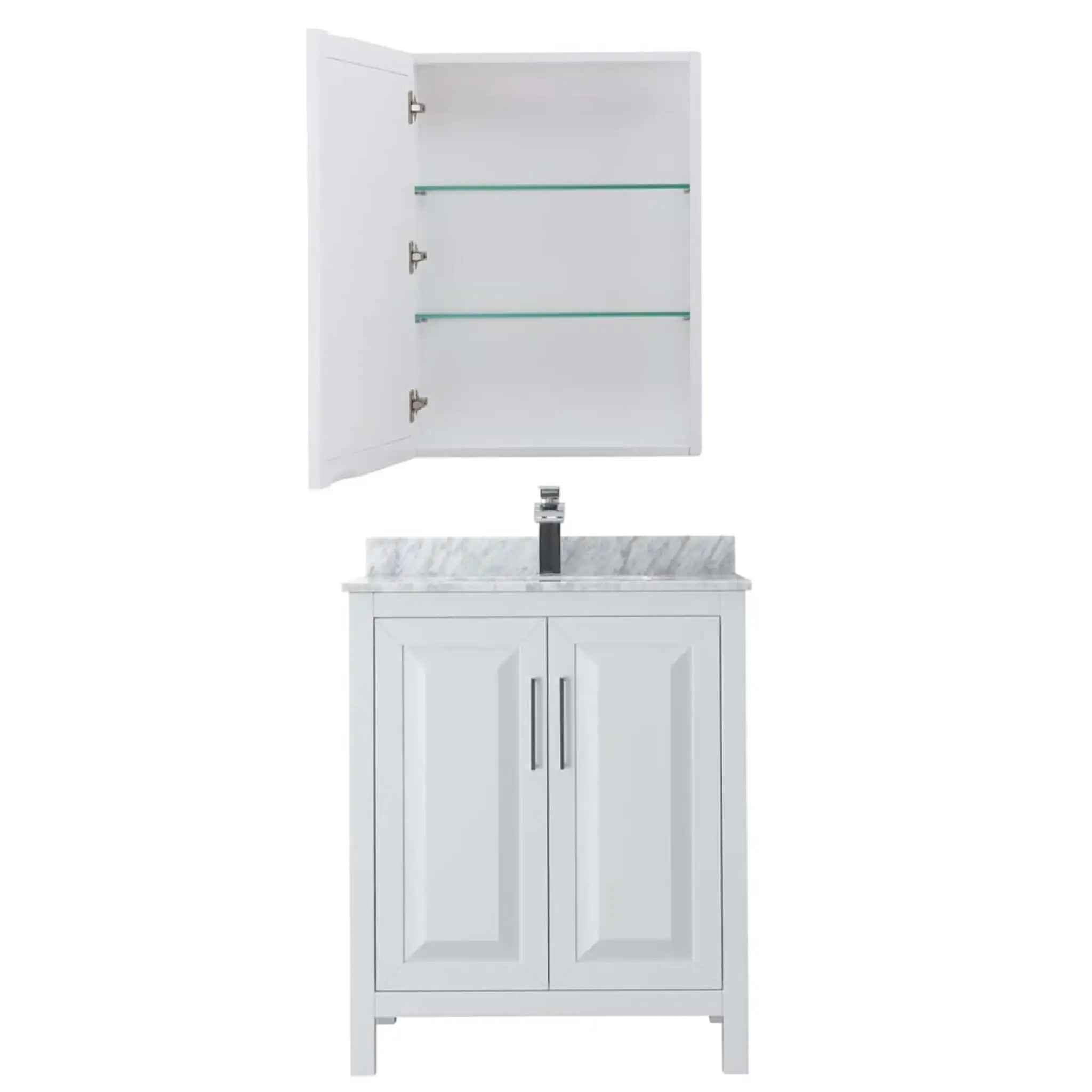 30" Daria Single Bathroom Vanity in White with Polished Chrome Trim & Medicine Cabinet by Wyndham