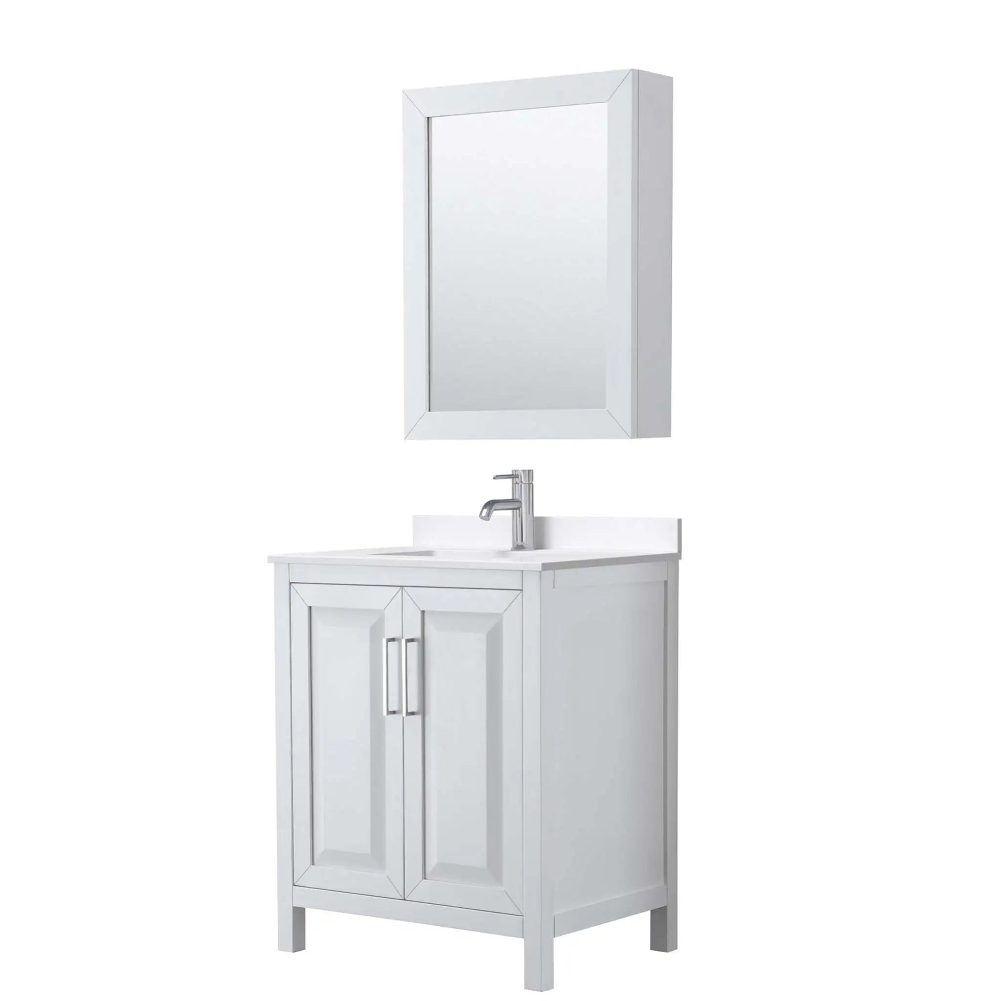 30" Daria Single Bathroom Vanity in White with Polished Chrome Trim & Medicine Cabinet by Wyndham