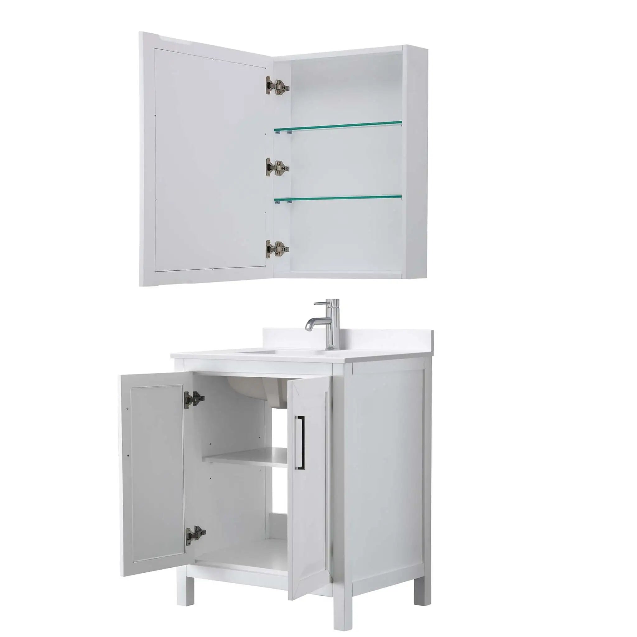 30" Daria Single Bathroom Vanity in White with Polished Chrome Trim & Medicine Cabinet by Wyndham